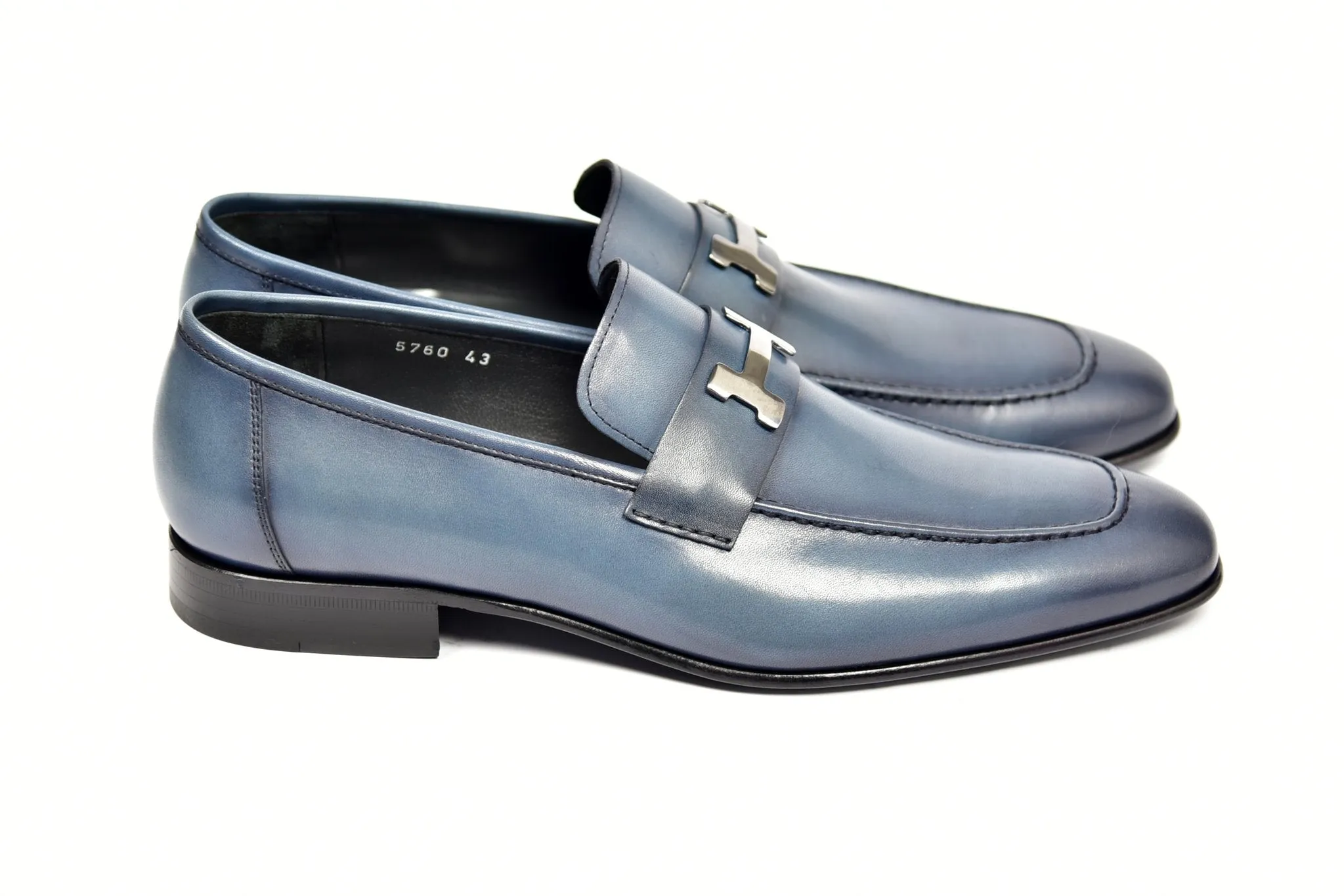 Corrente Hochglanz Kalbsleder Loafers Blau