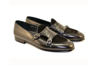 Corrente Kalbsleder & Wildleder Schlupf-Loafer Schwarz