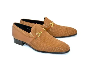 Corrente Gewebtes Kalbsleder & Wildleder Slip-On Schuh Hellbraun
