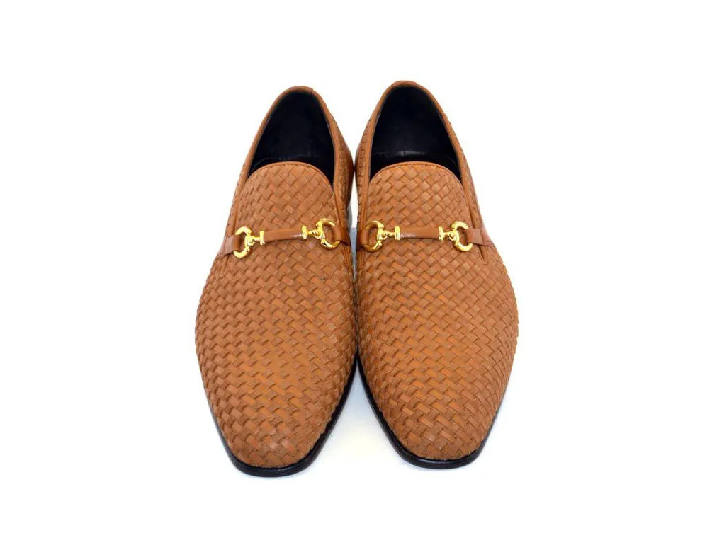 Corrente Gewebtes Kalbsleder & Wildleder Slip-On Schuh Hellbraun