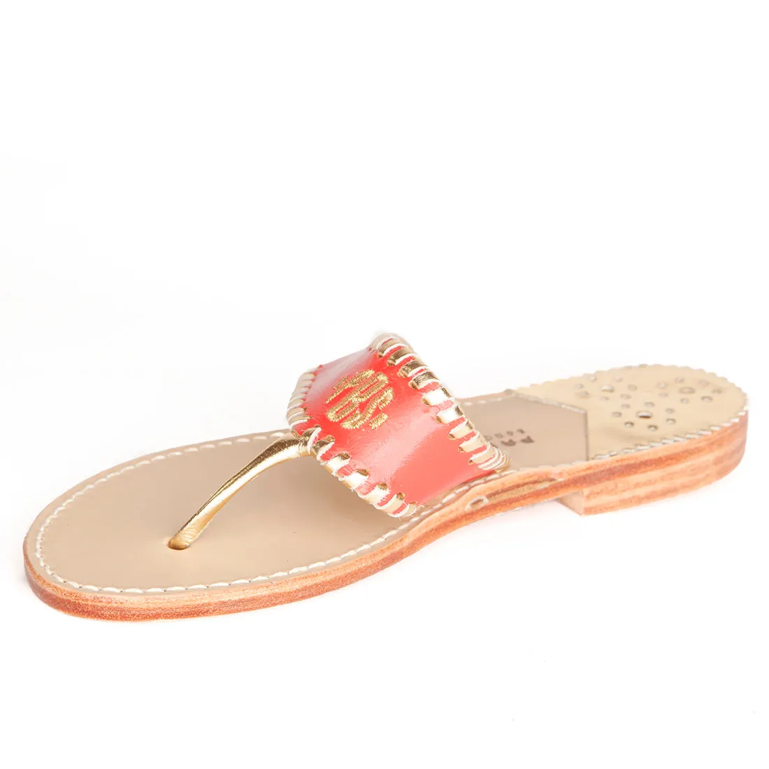 Individuell besticktes Aubrey Monogramm in Koralle / Gold