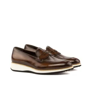 Dapperfam Schuhe DapperFam Luciano in Braun Herren-Handbemalte Patina-Loafer