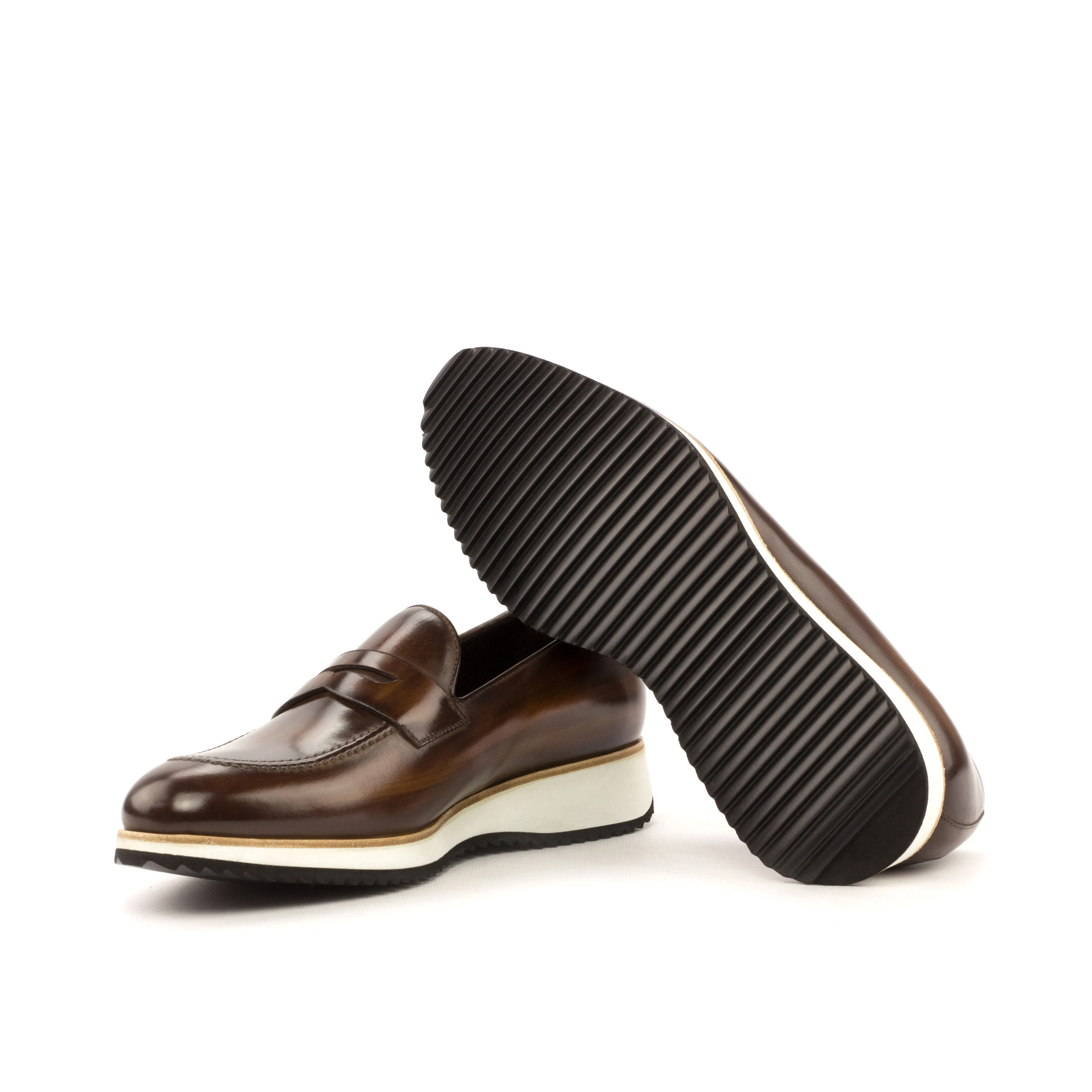 Dapperfam Schuhe DapperFam Luciano in Braun Herren-Handbemalte Patina-Loafer
