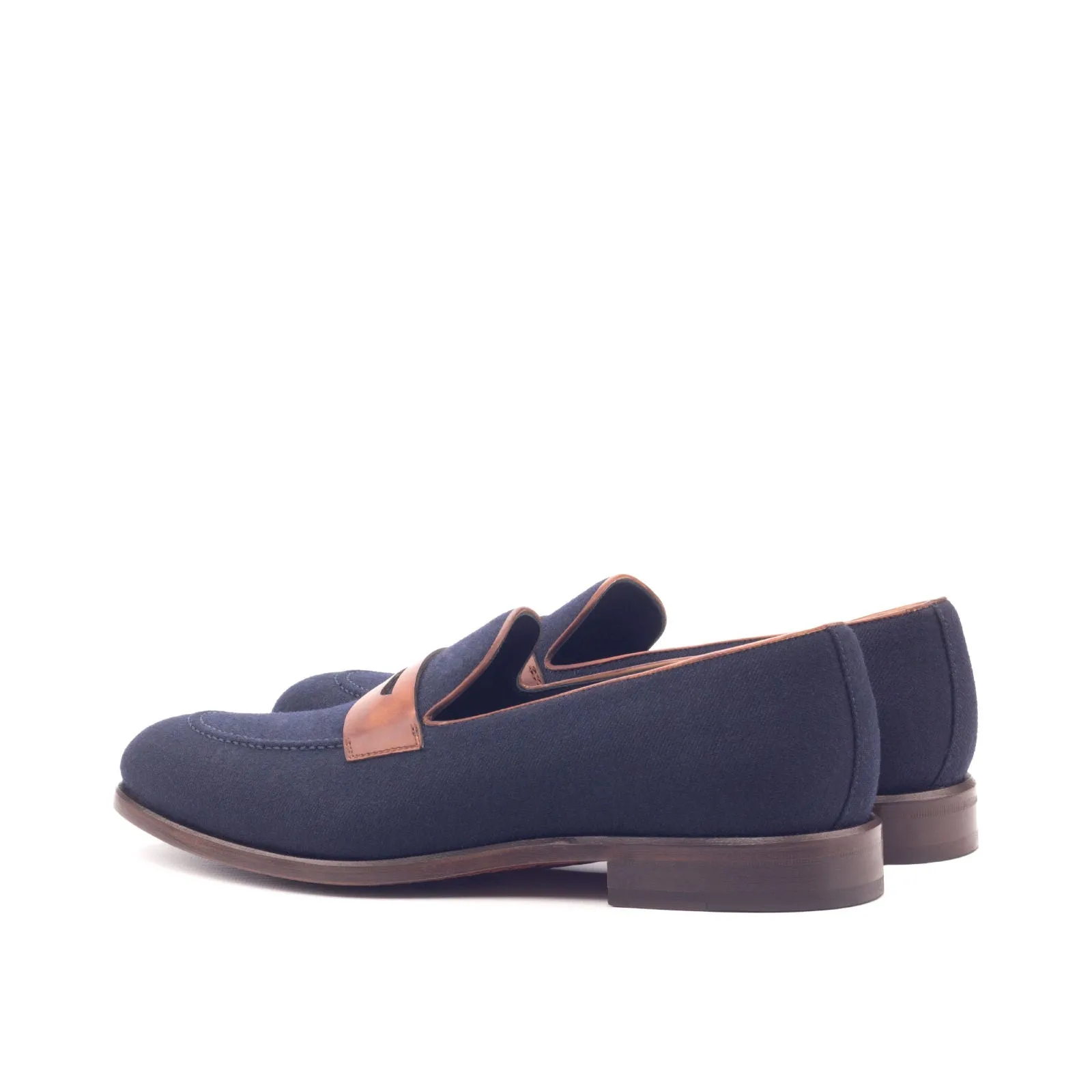 Dapperfam Schuhe DapperFam Luciano in Marineblau / Mittelbraun Herren Flanell & Italienische Leder Loafers