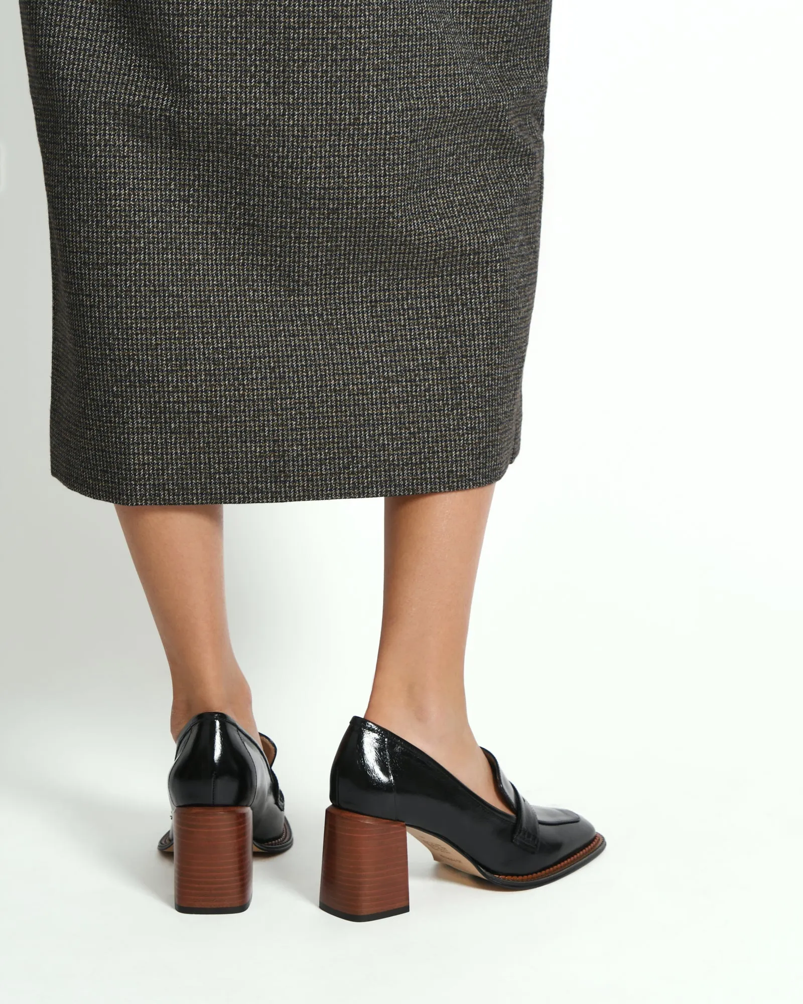DELILAH MID HEEL LOAFERS SCHWARZES LEDER