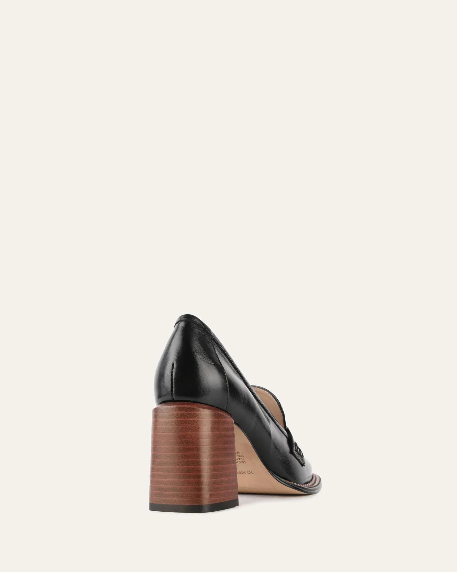 DELILAH MID HEEL LOAFERS SCHWARZES LEDER