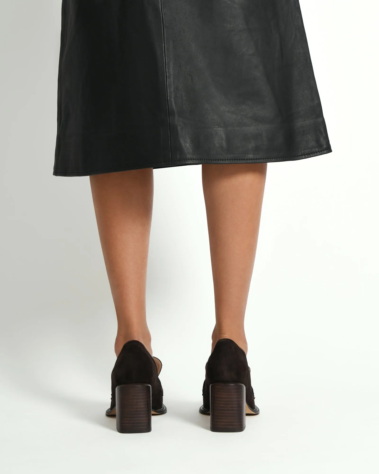 DELILAH MID HEEL LOAFERS SCHWARZES LEDER