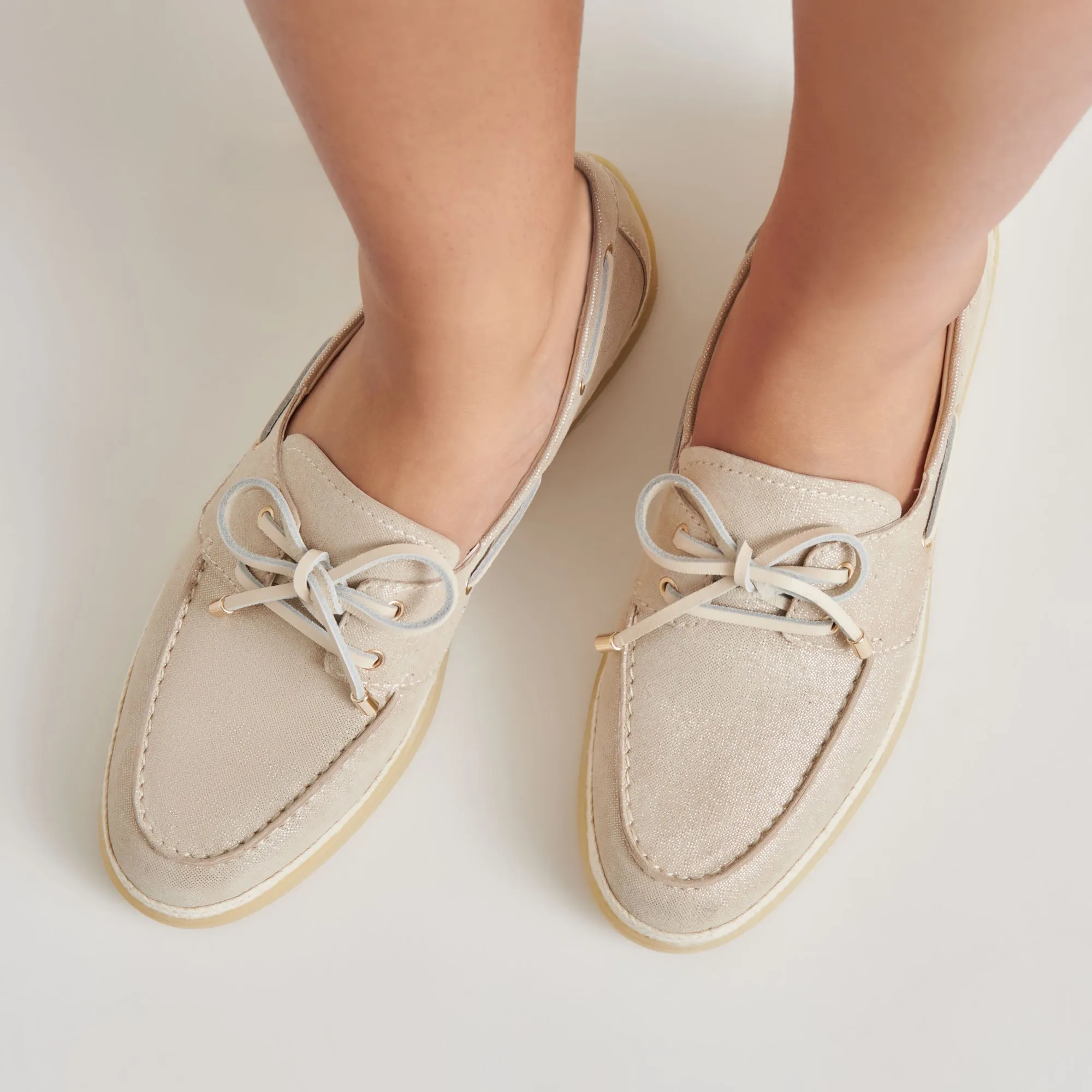 DORIS LOAFERS TAUBE METALLIC GEWEBT