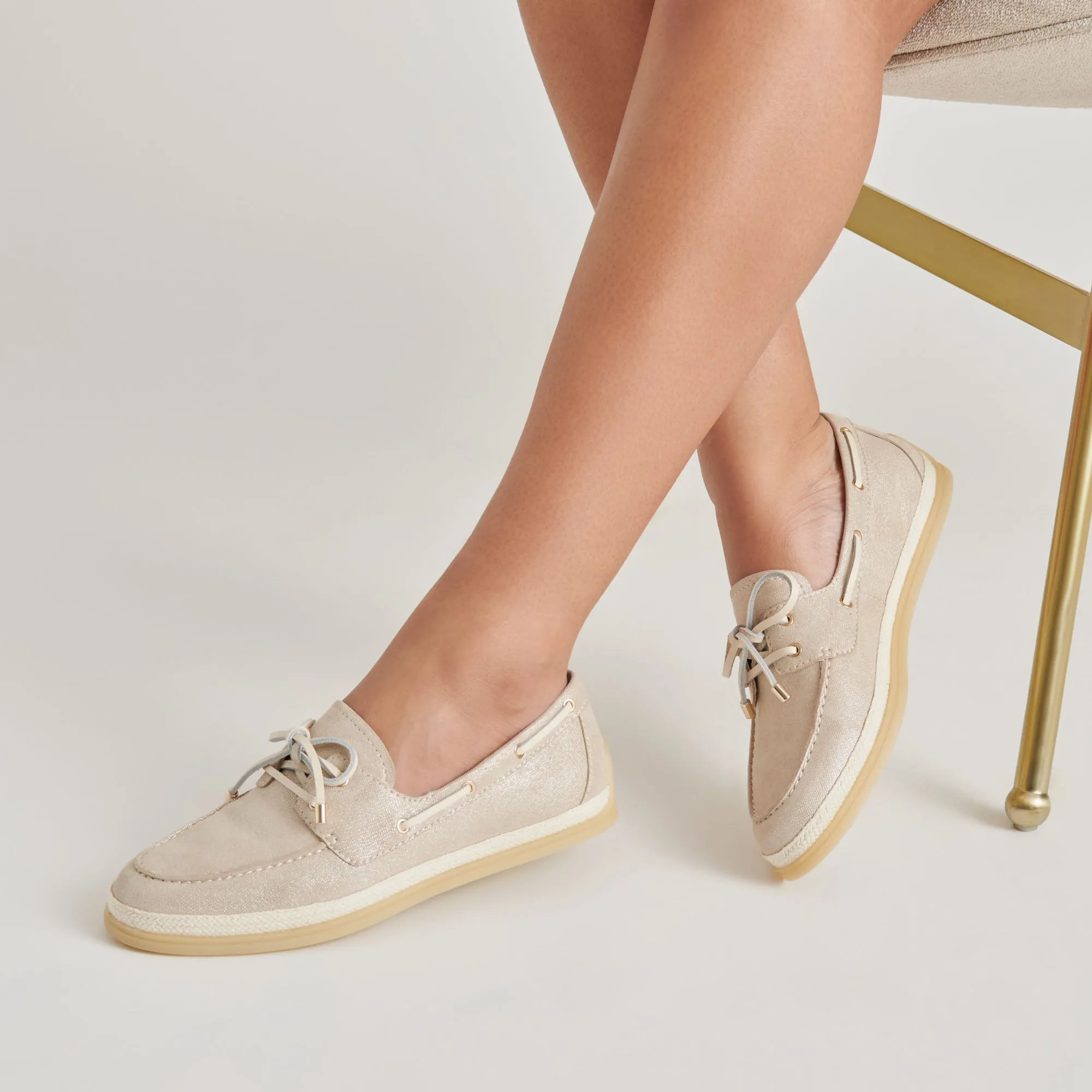 DORIS LOAFERS TAUBE METALLIC GEWEBT