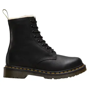 Dr. Martens 1460 Serena Kunstpelz gefütterte polierte Wyoming-Leder Damen Knöchelstiefel