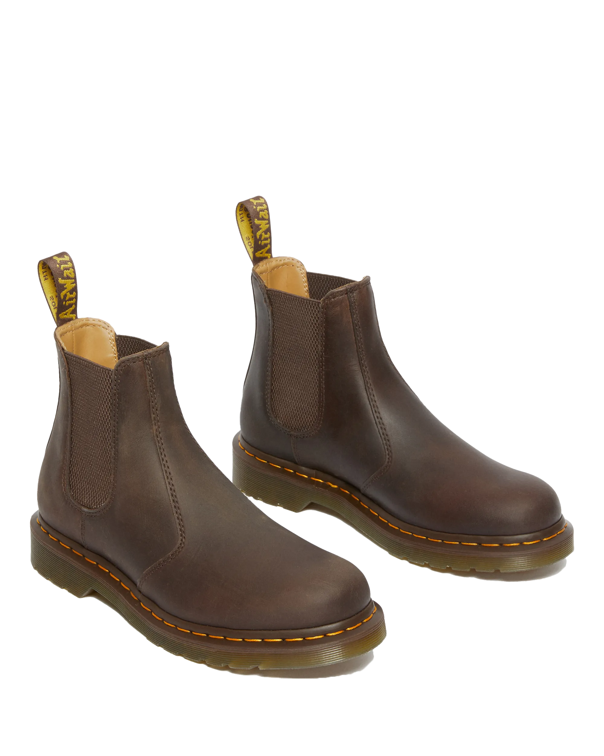 Dr. Martens Schuhe 2976 Gelbe Naht Crazy Horse Chelsea Stiefel in Dunkelbraun