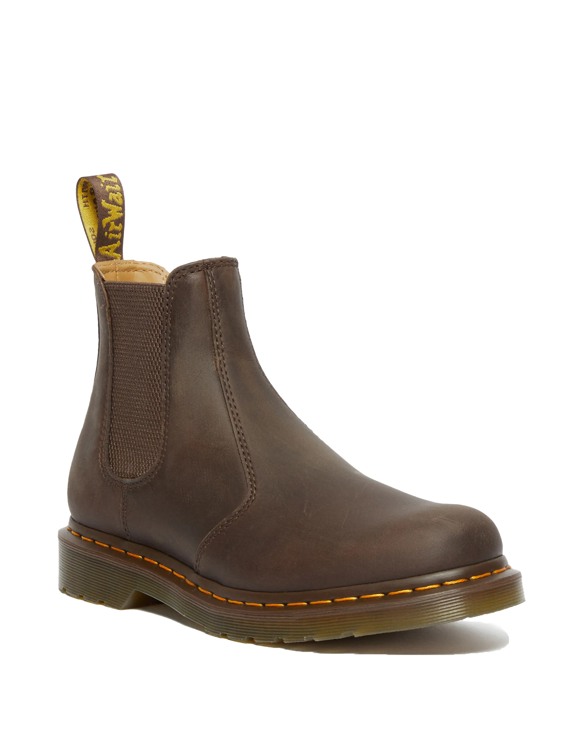 Dr. Martens Schuhe 2976 Gelbe Naht Crazy Horse Chelsea Stiefel in Dunkelbraun