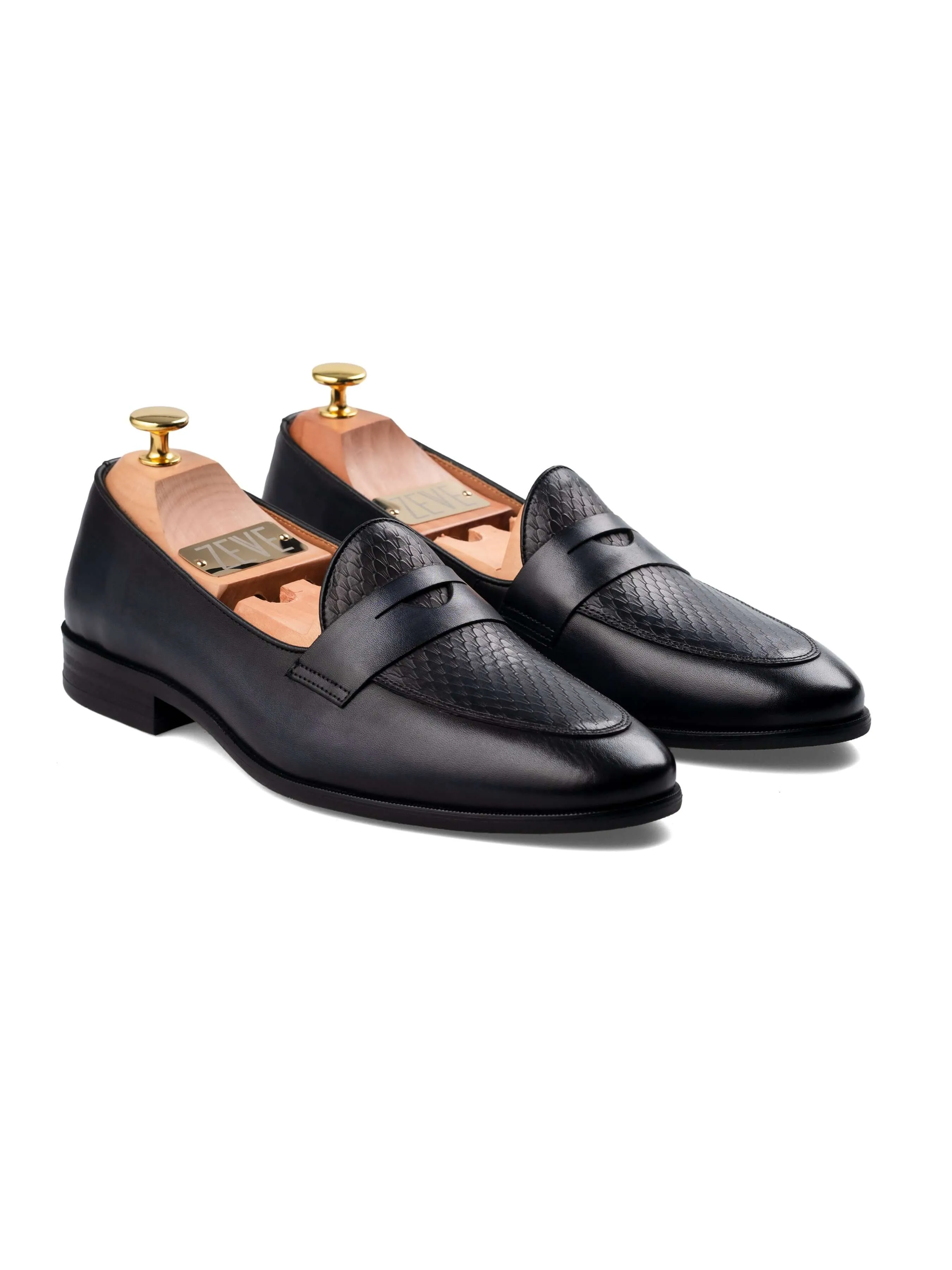 Enzo Belgian Loafer - Schwarz Grau (Handbemalte Patina)