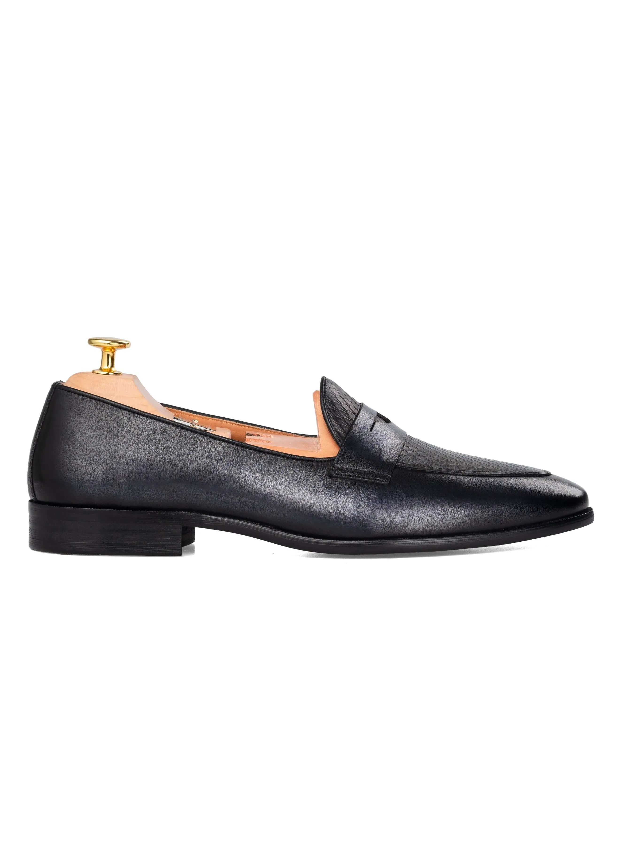Enzo Belgian Loafer - Schwarz Grau (Handbemalte Patina)