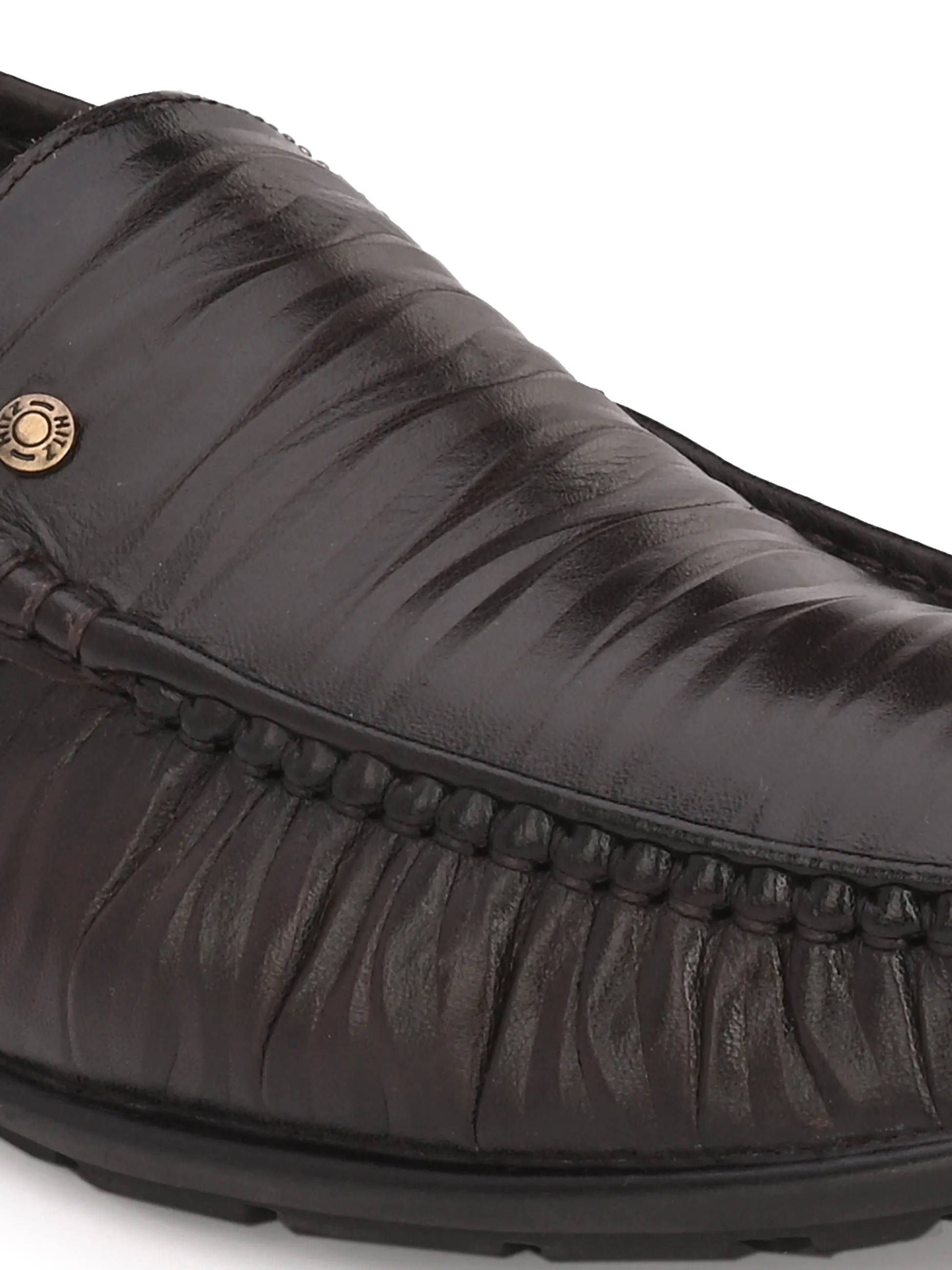 Hitz Herren Brauner Lederschlupf-Loafer
