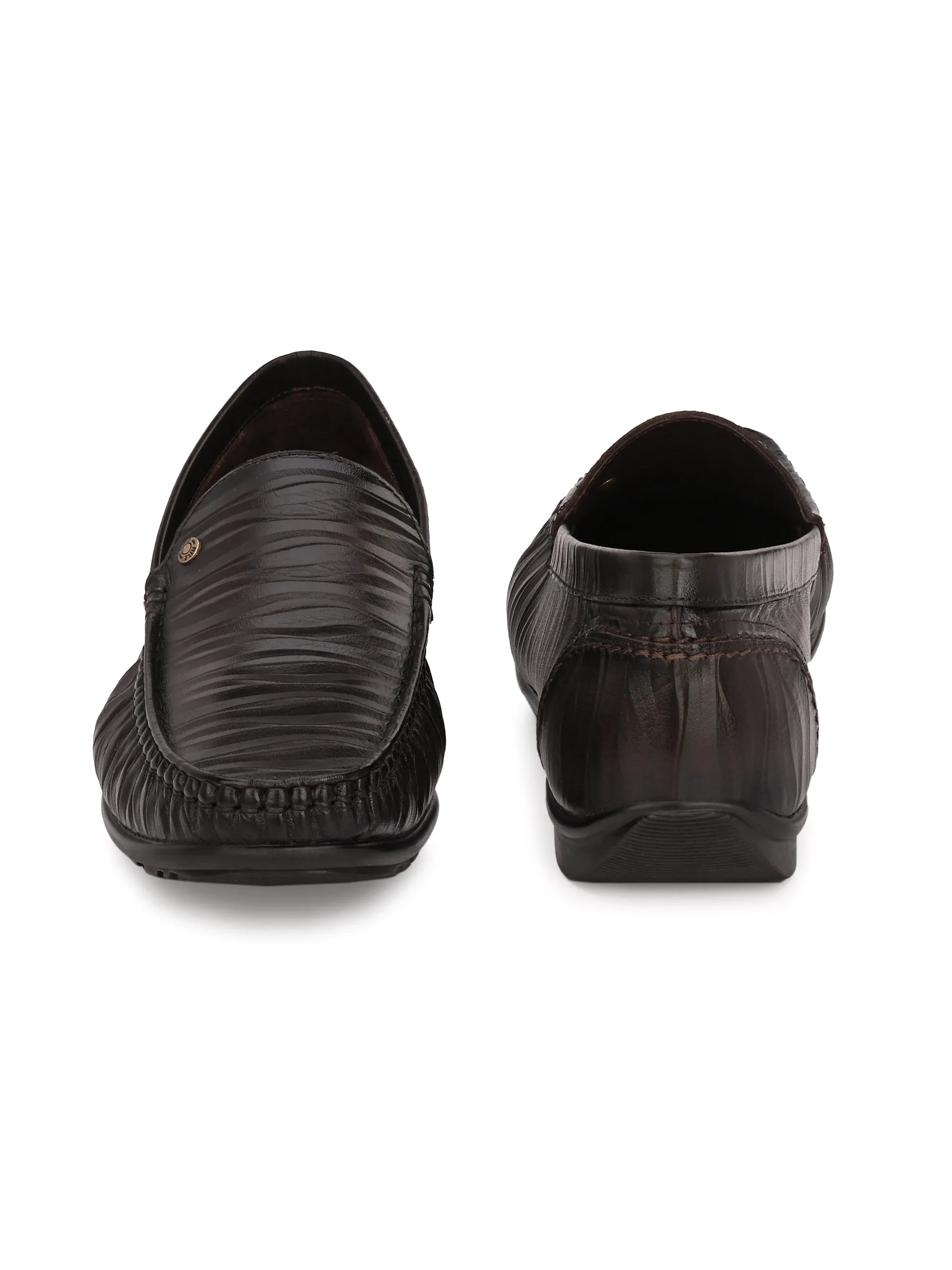 Hitz Herren Brauner Lederschlupf-Loafer