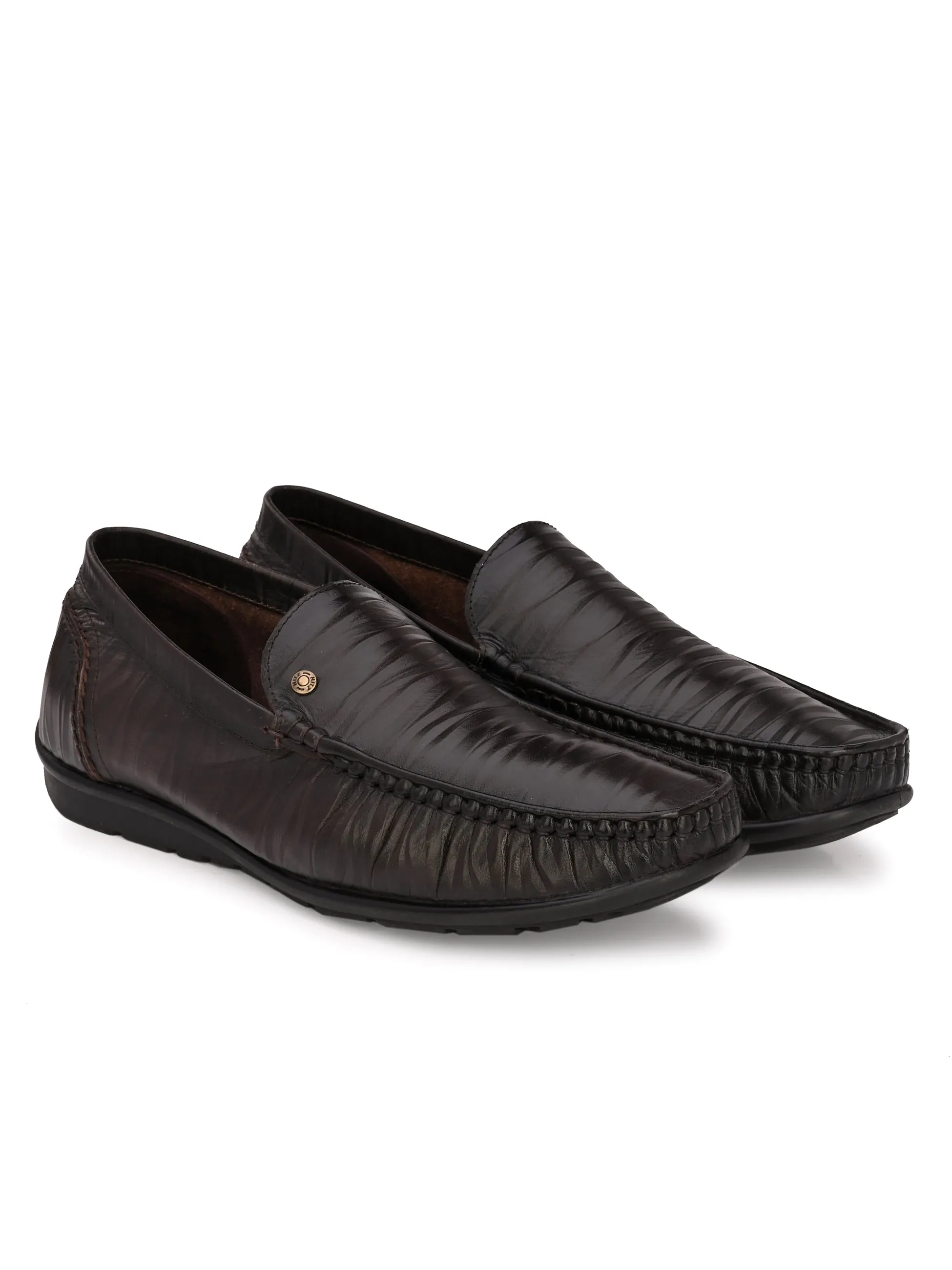 Hitz Herren Brauner Lederschlupf-Loafer