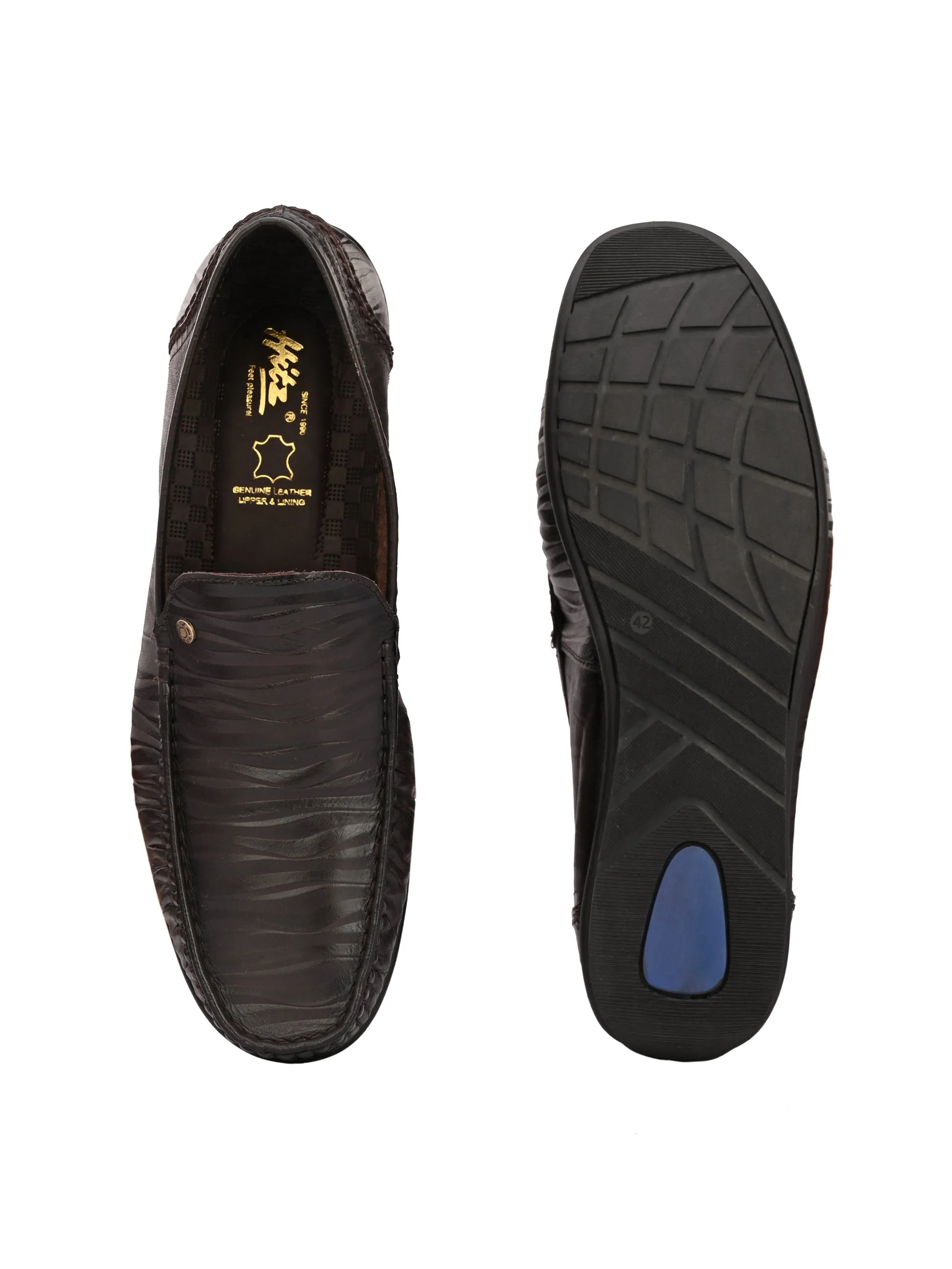 Hitz Herren Brauner Lederschlupf-Loafer
