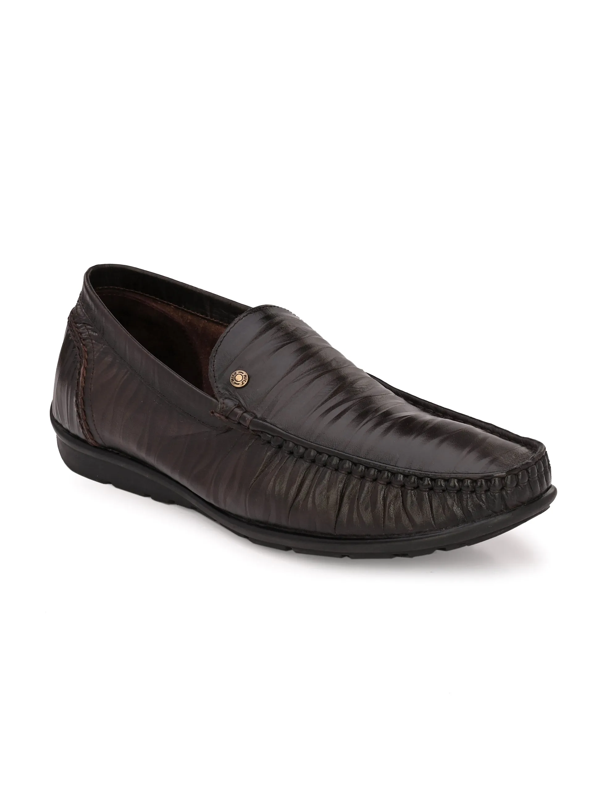 Hitz Herren Brauner Lederschlupf-Loafer