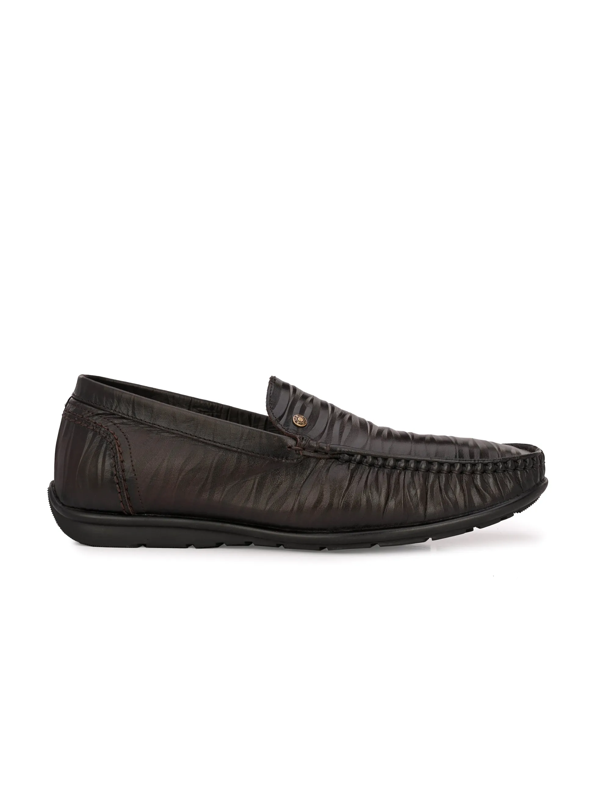 Hitz Herren Brauner Lederschlupf-Loafer