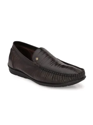 Hitz Herren Brauner Lederschlupf-Loafer