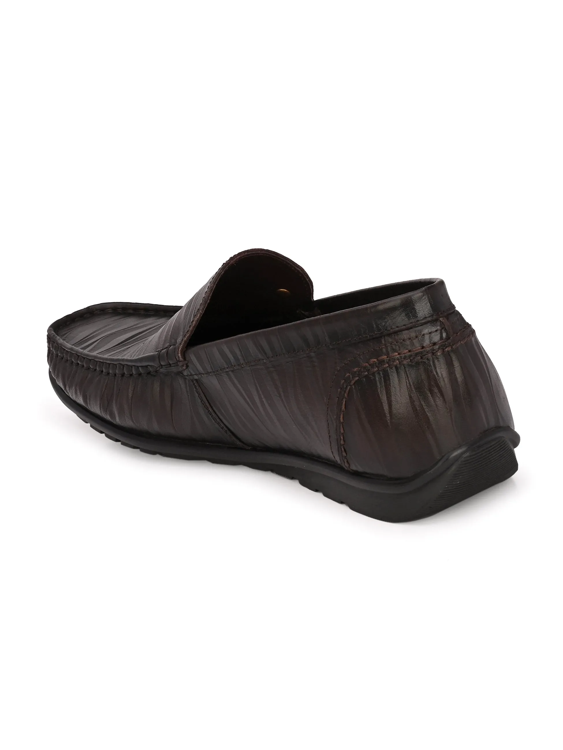 Hitz Herren Brauner Lederschlupf-Loafer