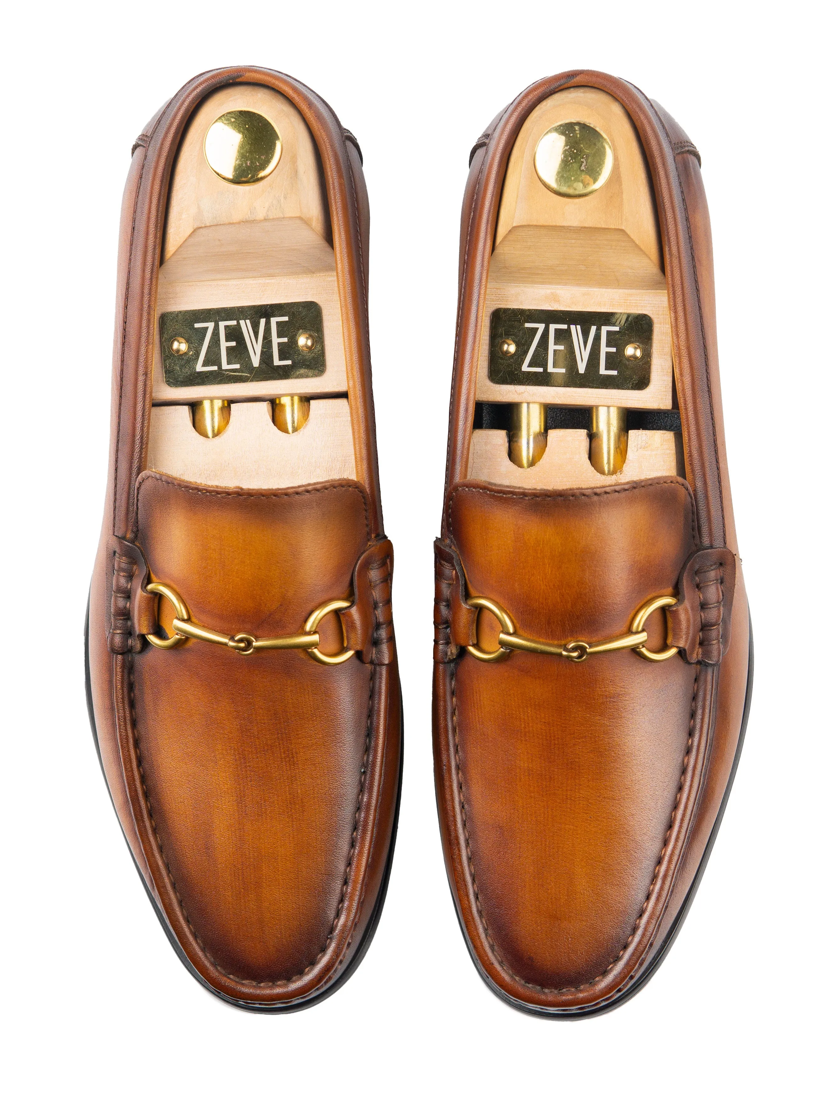 Horsebit Moccasin Loafer - Cognacbraun (Handbemalte Patina)