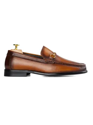 Horsebit Moccasin Loafer - Cognacbraun (Handbemalte Patina)