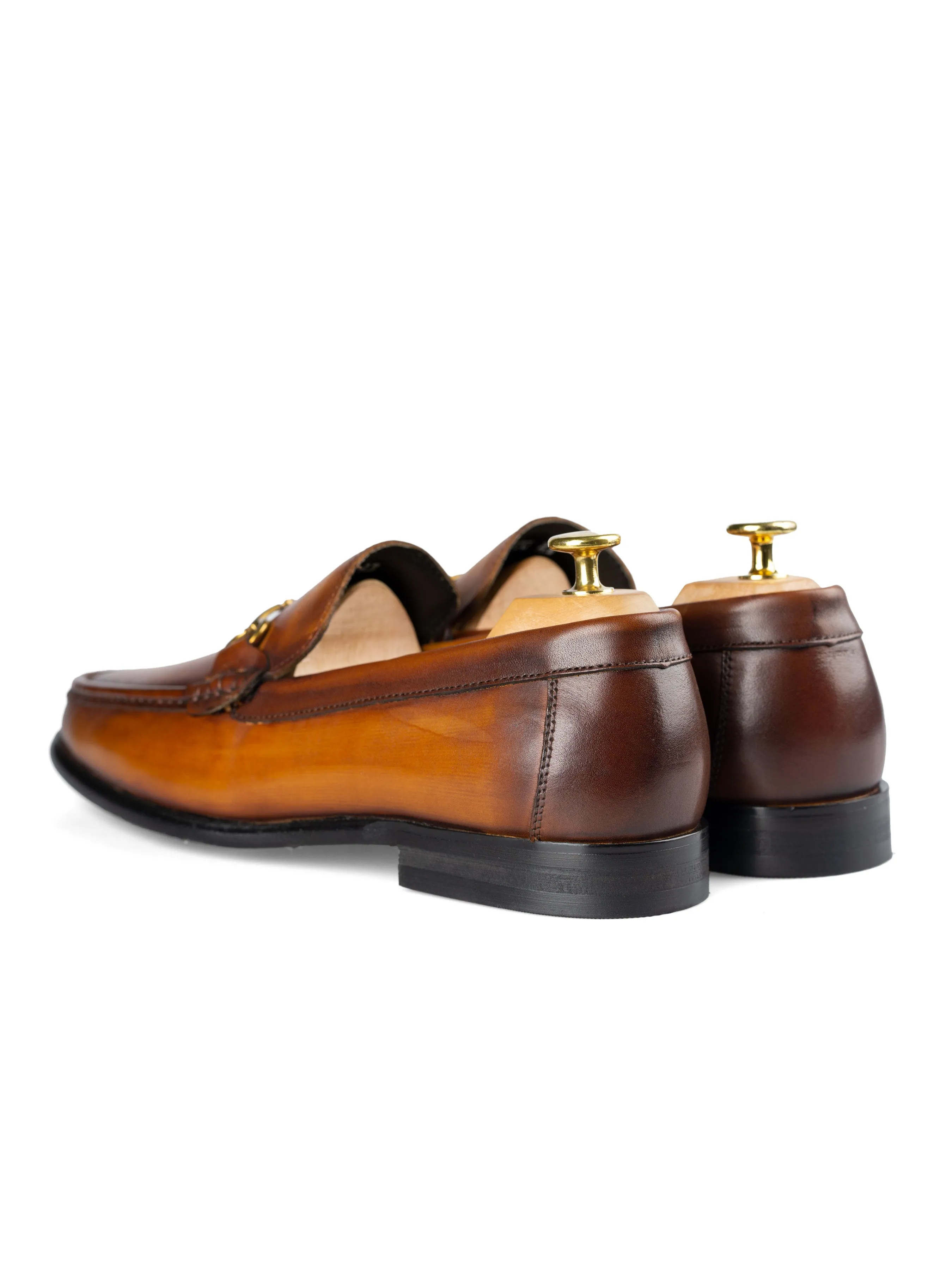 Horsebit Moccasin Loafer - Cognacbraun (Handbemalte Patina)