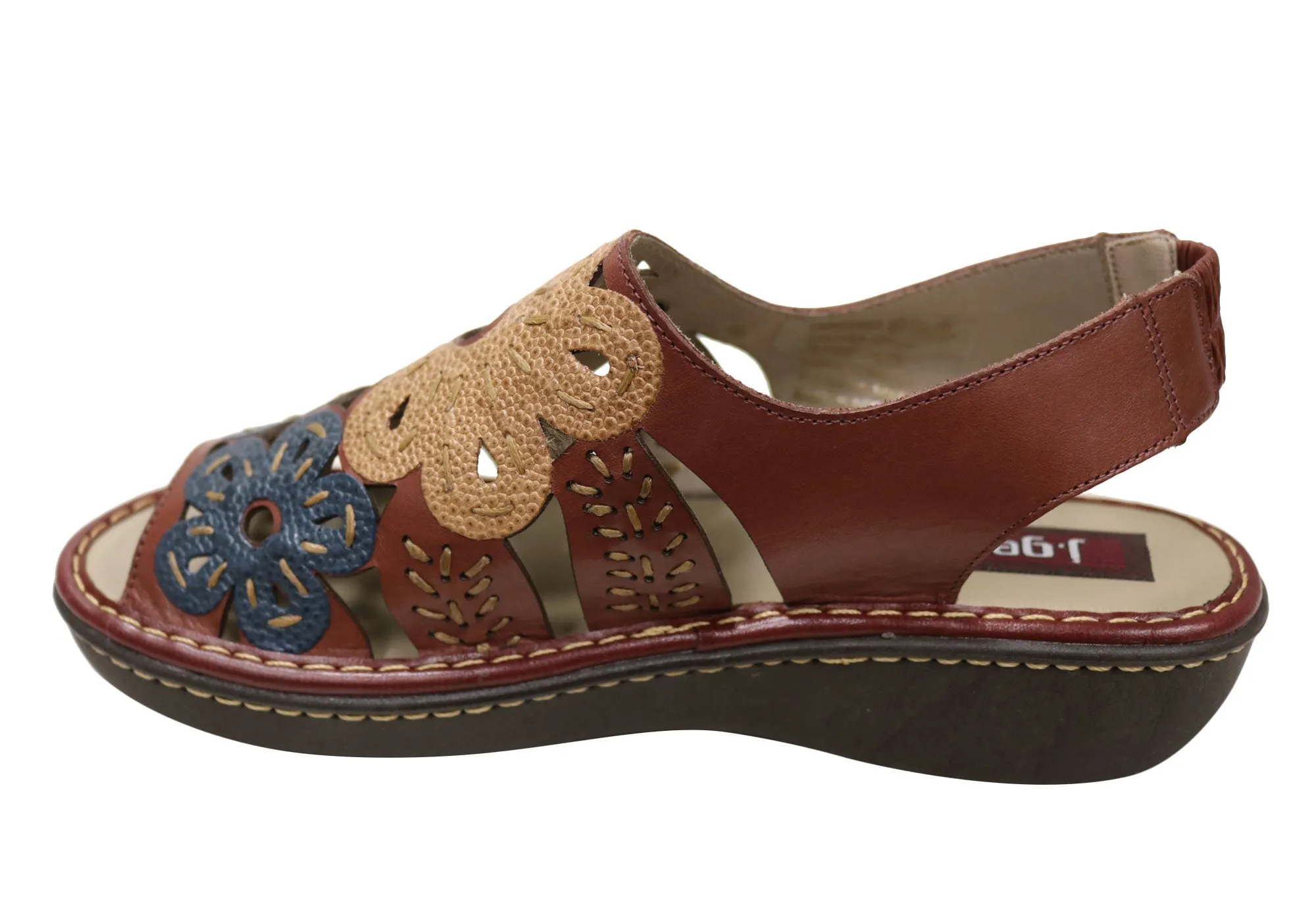 J Gean Orchid Damen Bequeme Ledersandalen Hergestellt In Brasilien J Gean Schuhe