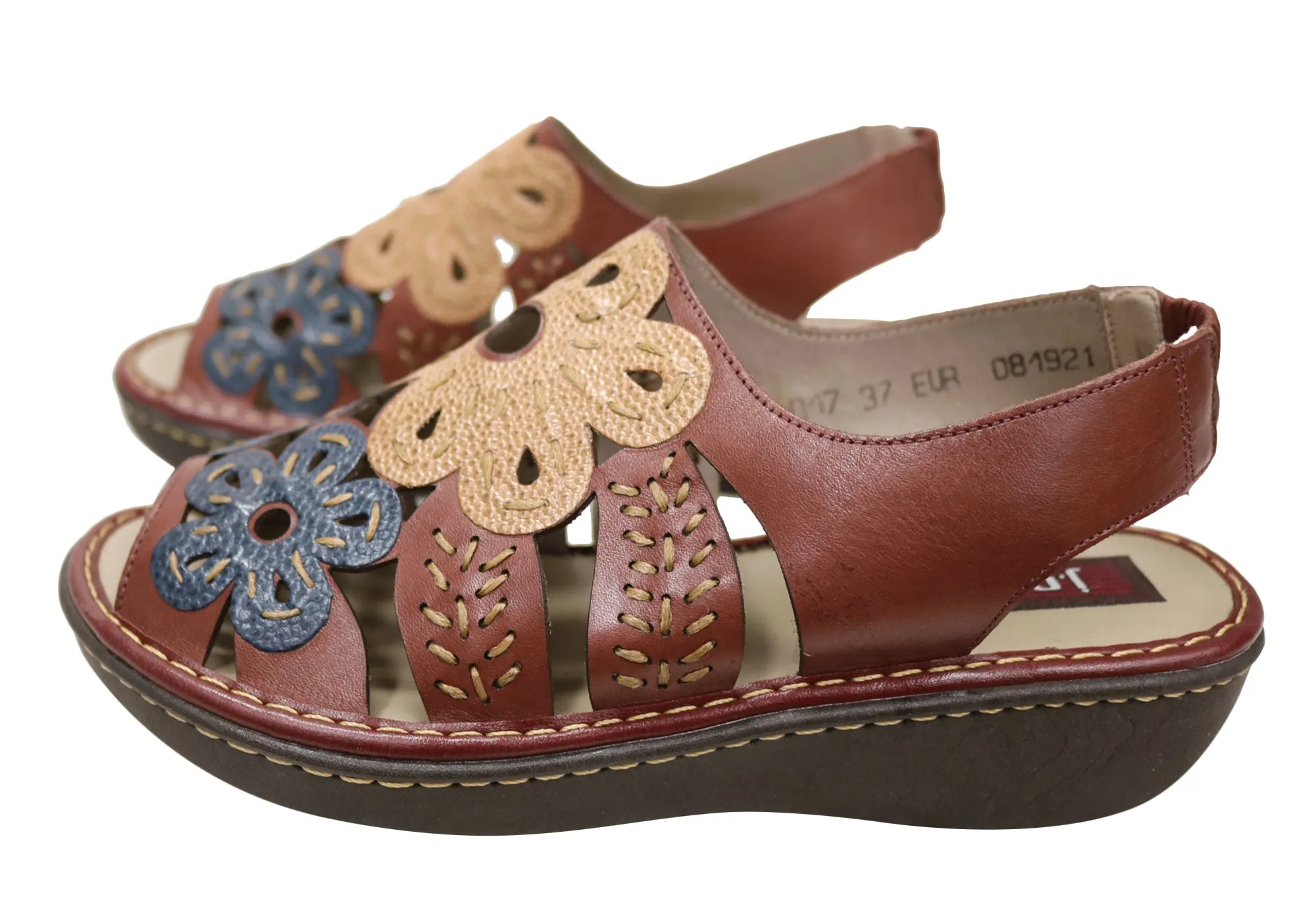 J Gean Orchid Damen Bequeme Ledersandalen Hergestellt In Brasilien J Gean Schuhe