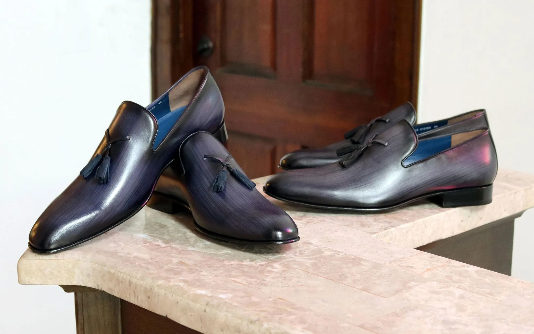 Jean Pierre Handpoliertes Kalbsleder-Penny-Loafer Schwarz