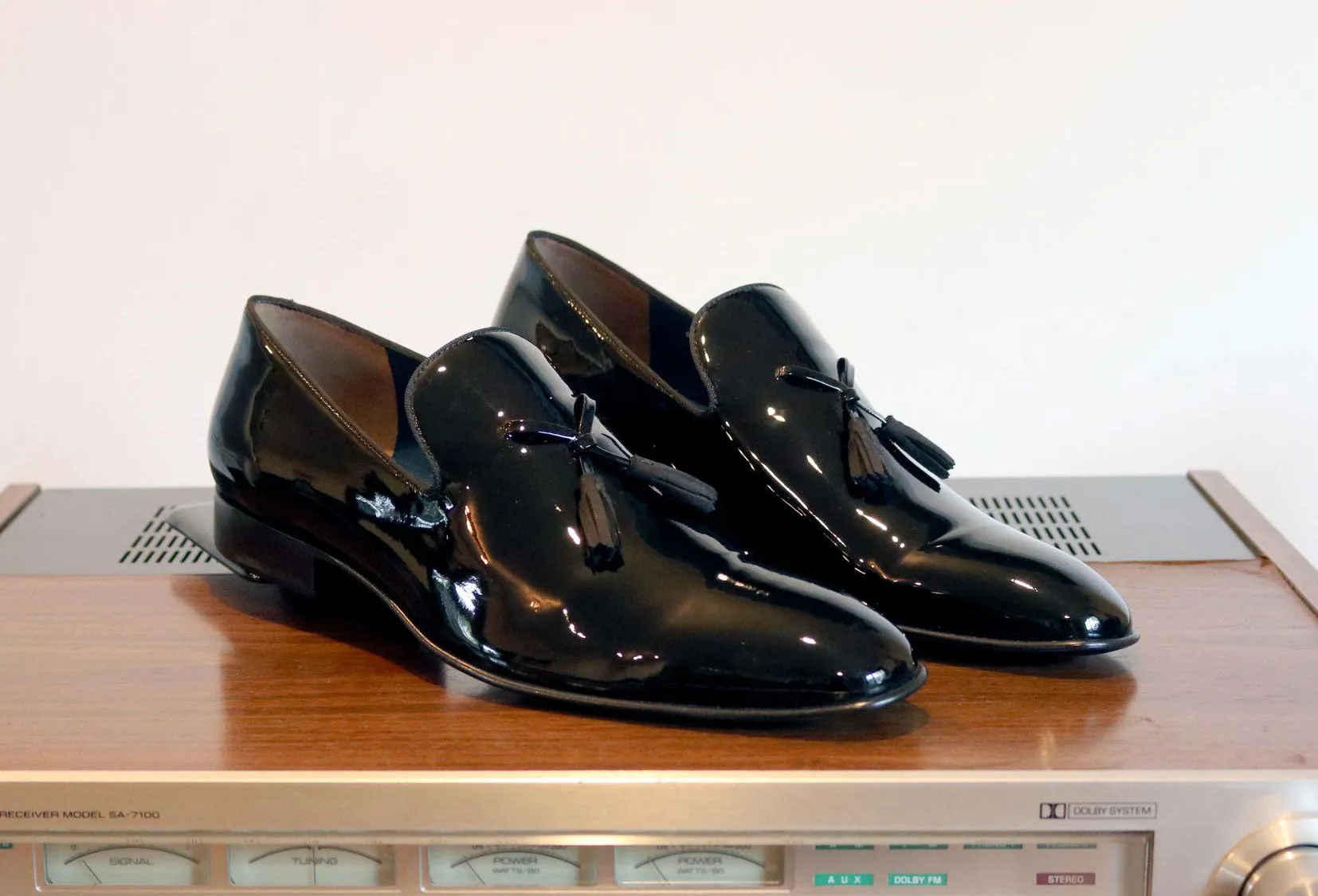 Jean Pierre Glänzende Kalbsleder-Penny-Loafer Schwarz