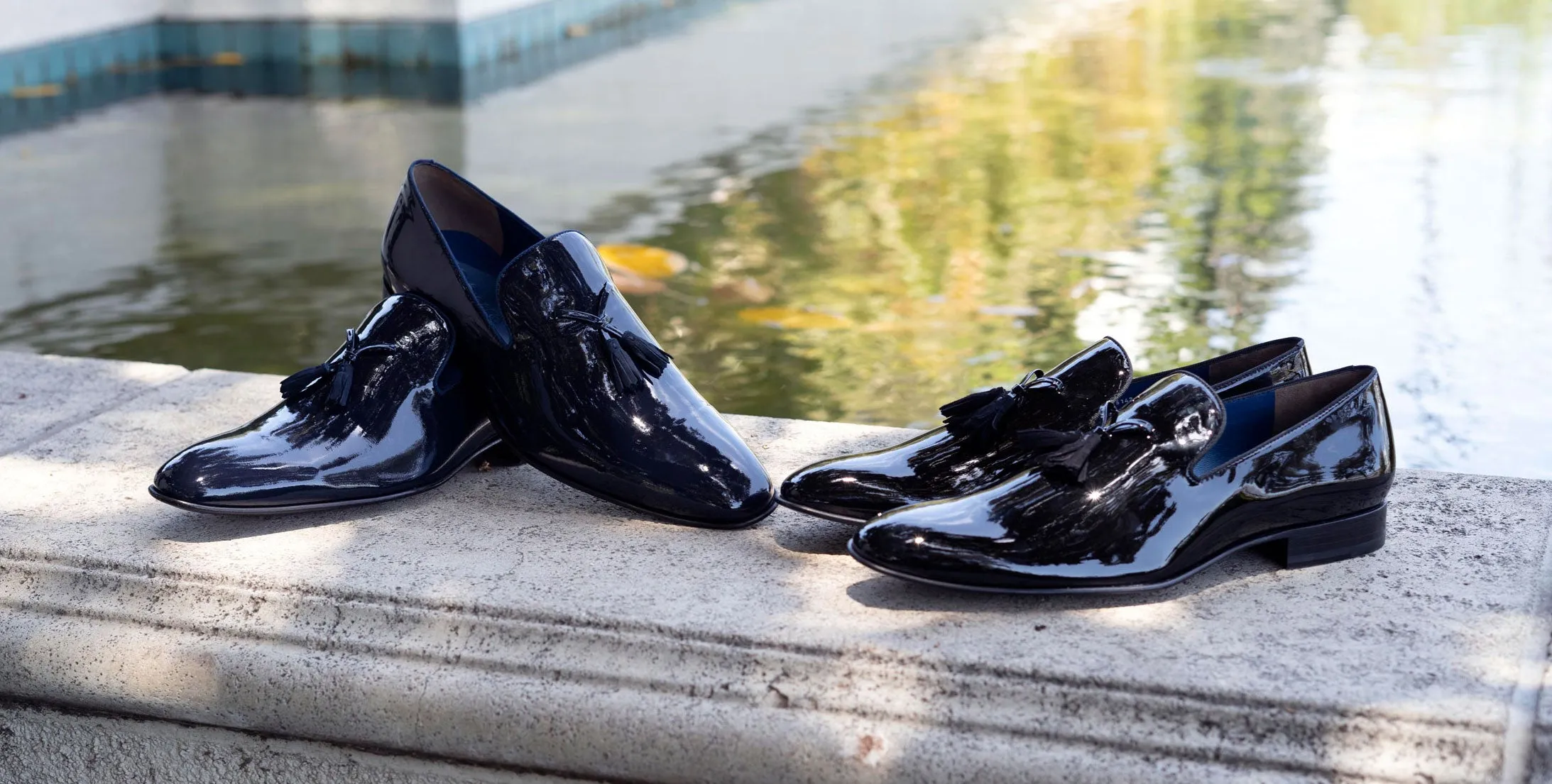 Jean Pierre Glänzende Kalbsleder-Penny-Loafer Schwarz