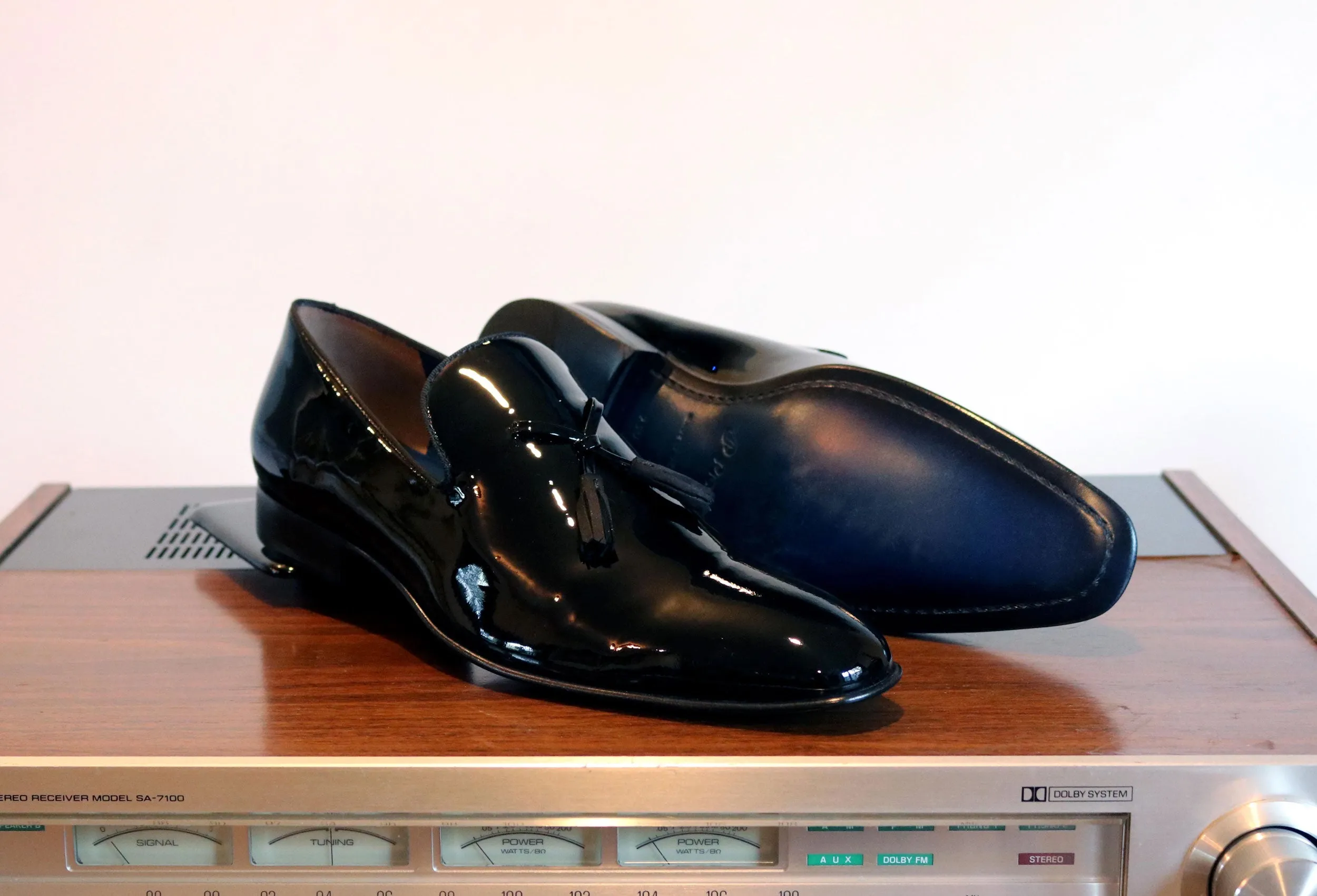 Jean Pierre Glänzende Kalbsleder-Penny-Loafer Schwarz