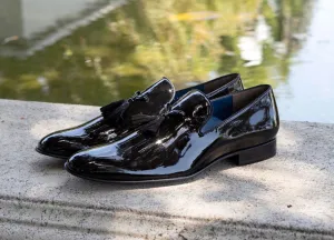 Jean Pierre Glänzende Kalbsleder-Penny-Loafer Schwarz