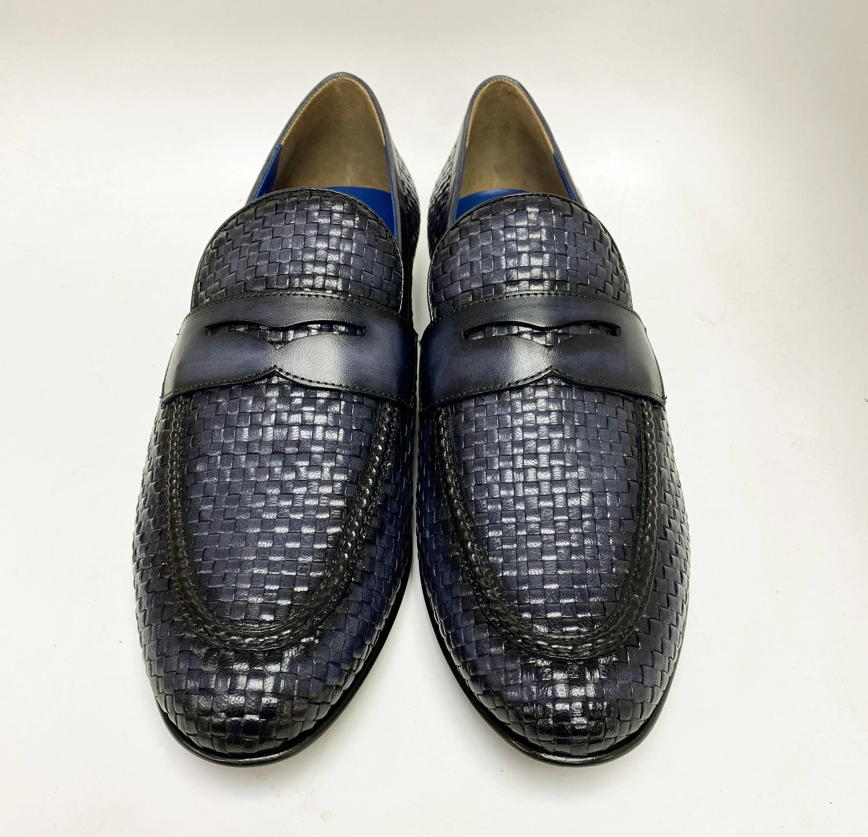Jean Pierre Gewebter Kalbsleder-Penny-Loafer Schwarz