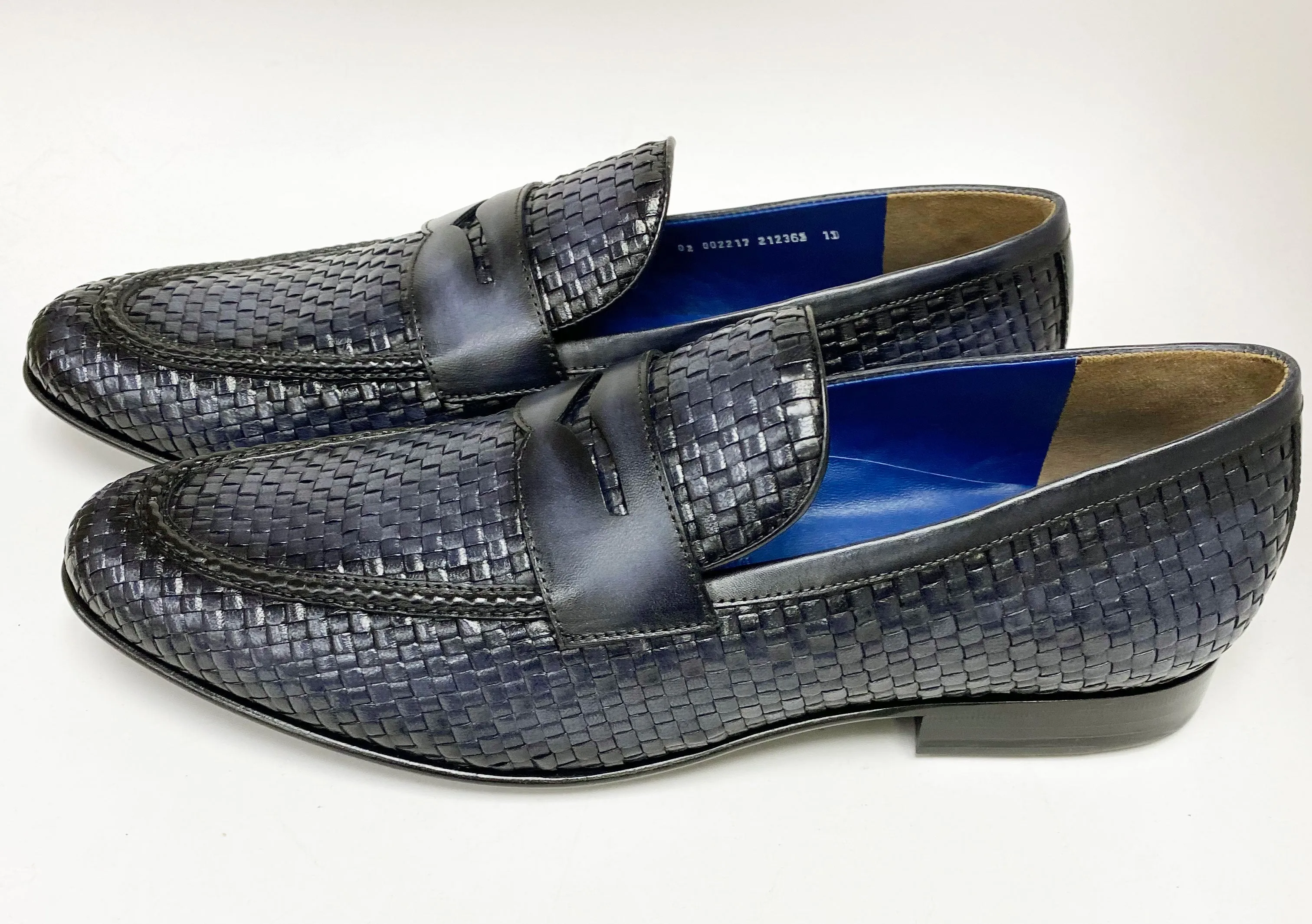 Jean Pierre Gewebter Kalbsleder-Penny-Loafer Schwarz