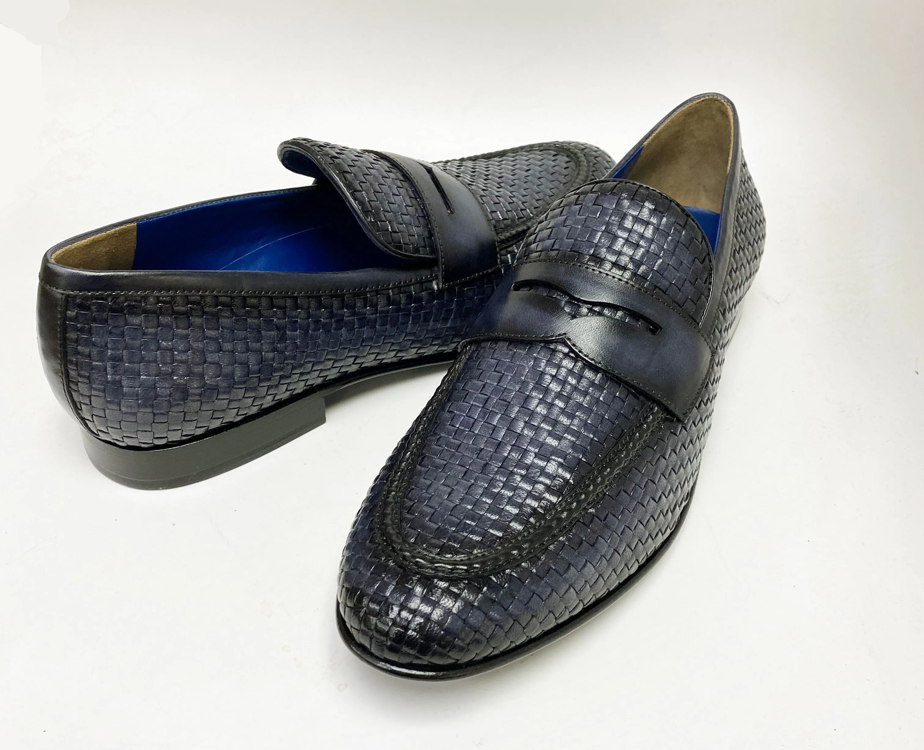 Jean Pierre Gewebter Kalbsleder-Penny-Loafer Schwarz