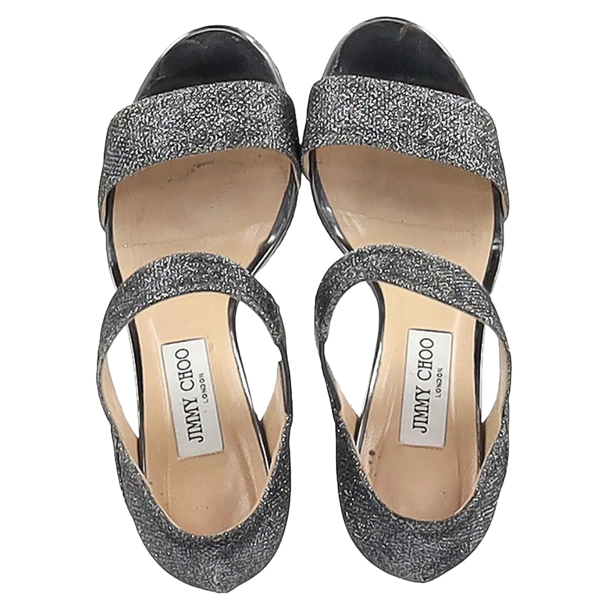 Jimmy Choo Sandalen mit geschlossenem Fersenriemen in metallischem Silber Polyester