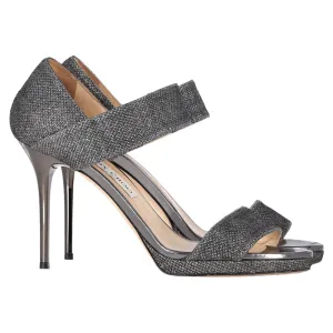 Jimmy Choo Sandalen mit geschlossenem Fersenriemen in metallischem Silber Polyester