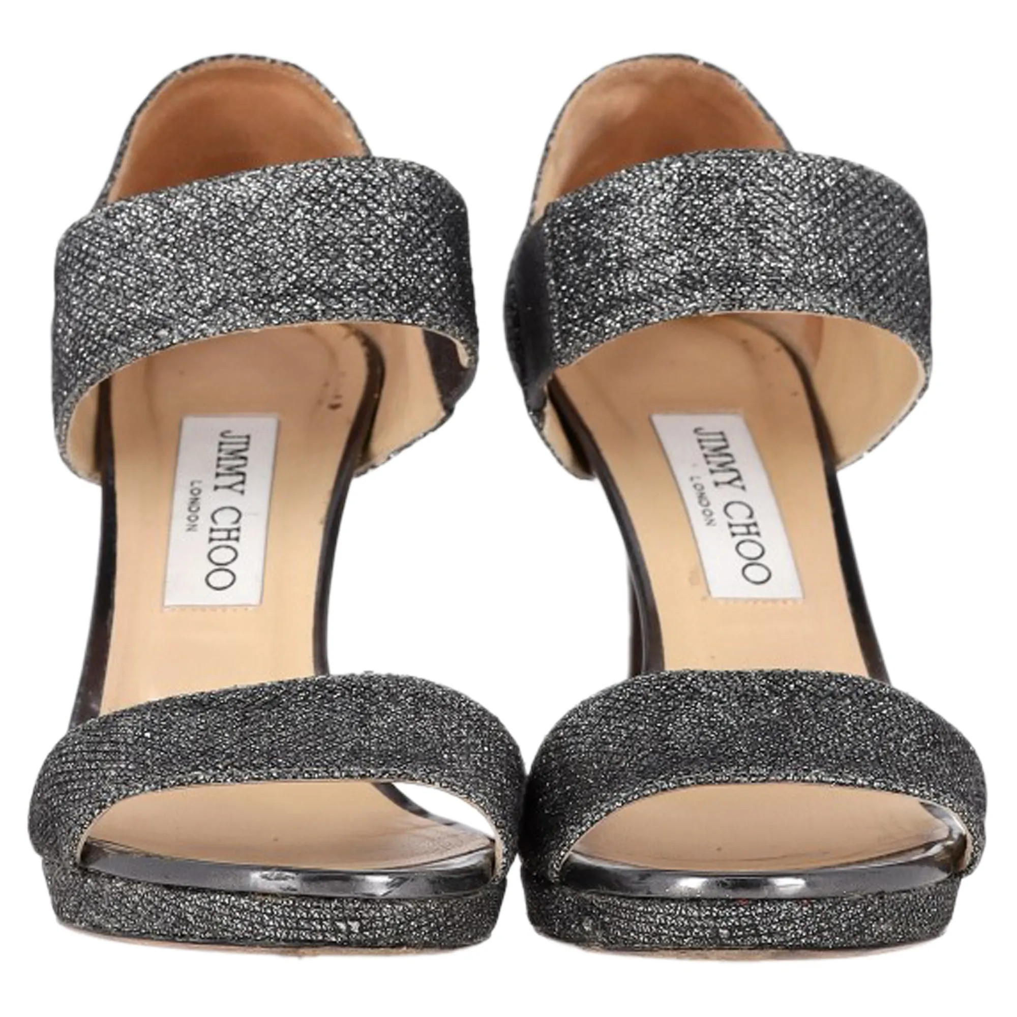 Jimmy Choo Sandalen mit geschlossenem Fersenriemen in metallischem Silber Polyester