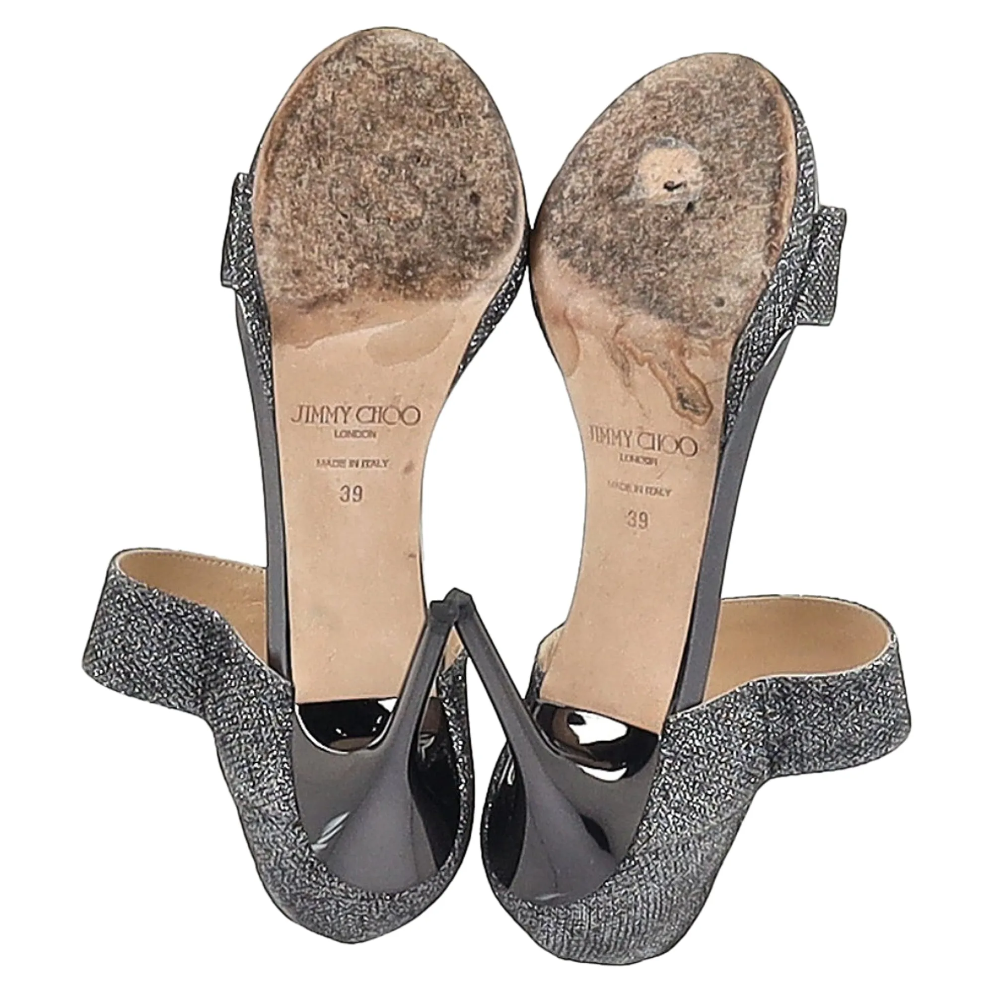 Jimmy Choo Sandalen mit geschlossenem Fersenriemen in metallischem Silber Polyester
