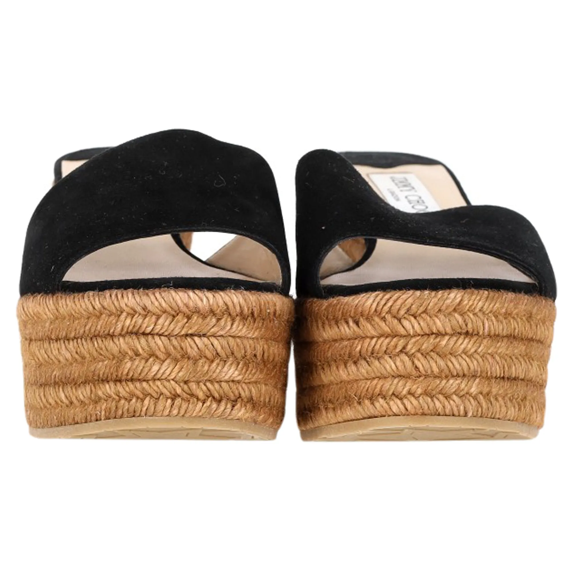 Jimmy Choo Cork DeeDee Plateau Keilabsatz Schlupfsandalen in Schwarz Wildleder