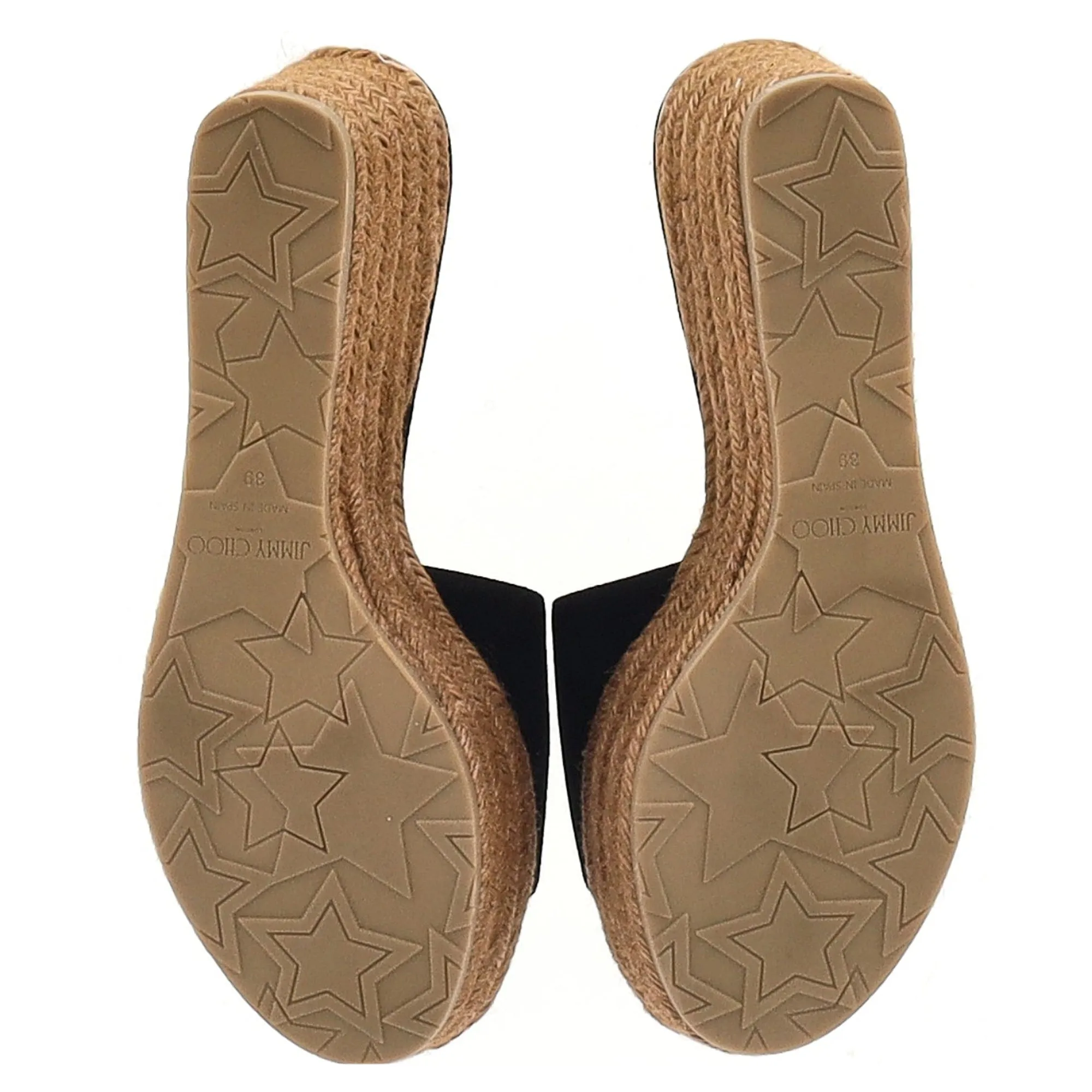 Jimmy Choo Cork DeeDee Plateau Keilabsatz Schlupfsandalen in Schwarz Wildleder