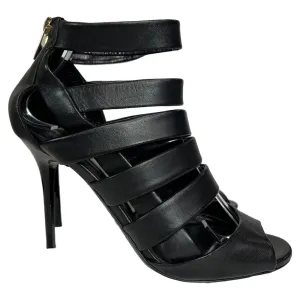 Jimmy Choo Dame Caged Sandalen in schwarzem Leder