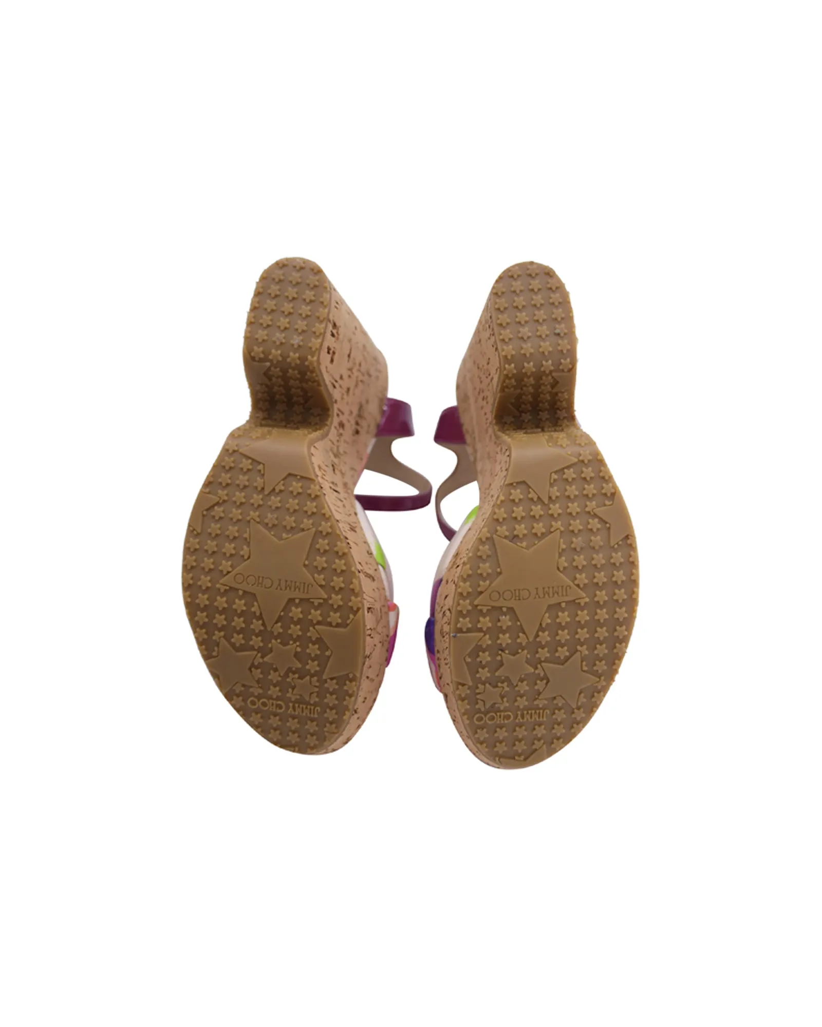 Jimmy Choo Gleam Bedruckte Kork Keilpantoletten in Lila Canvas Schuhen_Jimmy-Choo