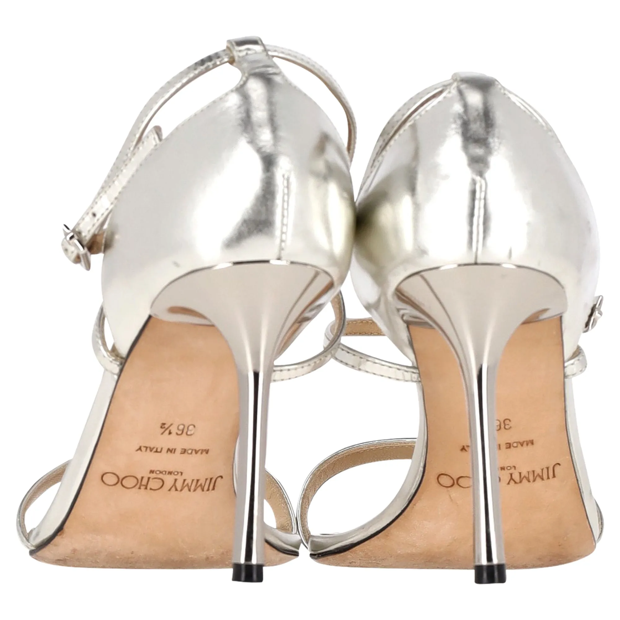 Jimmy Choo Hesper 110 Spiegelsandalen in Silber Leder