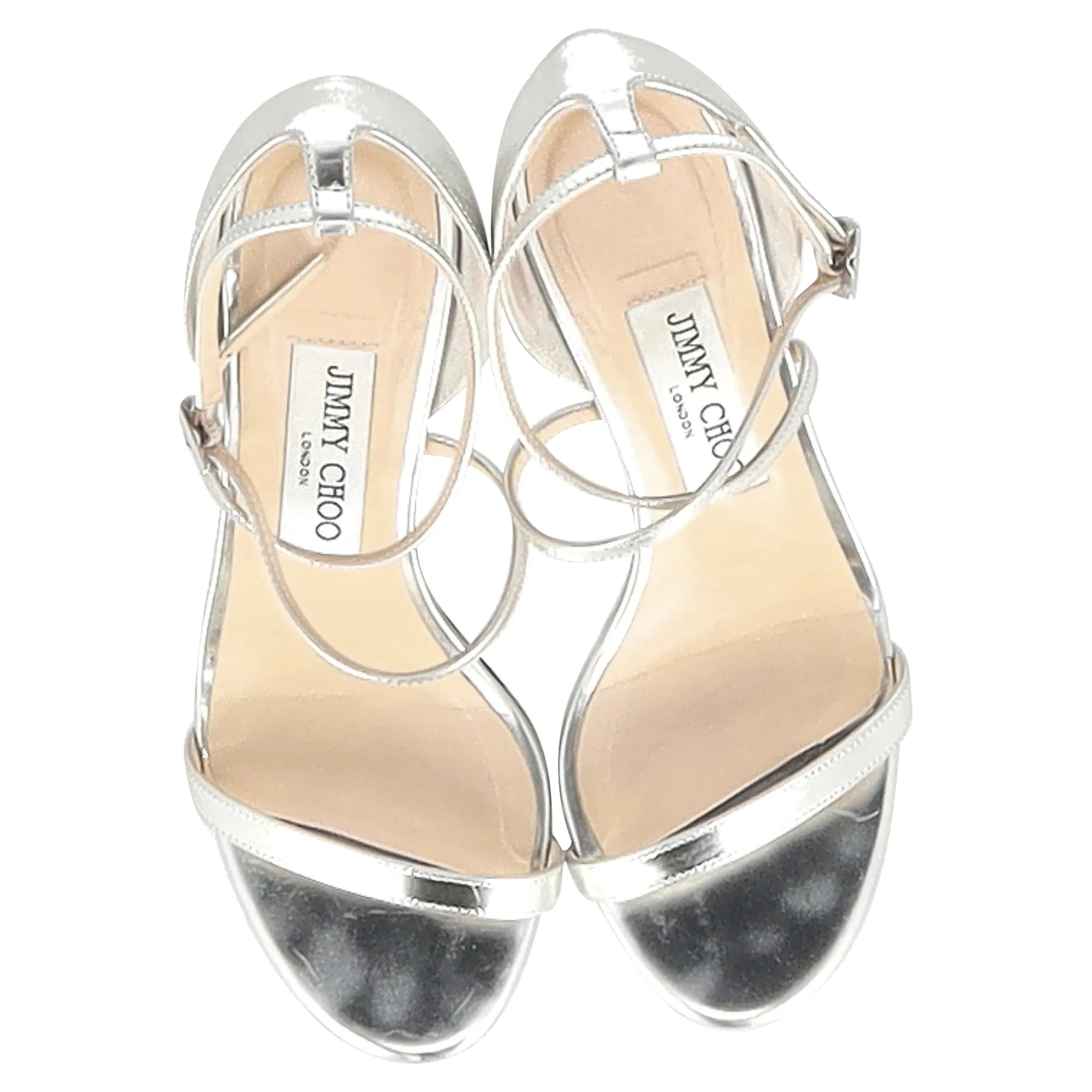 Jimmy Choo Hesper 110 Spiegelsandalen in Silber Leder