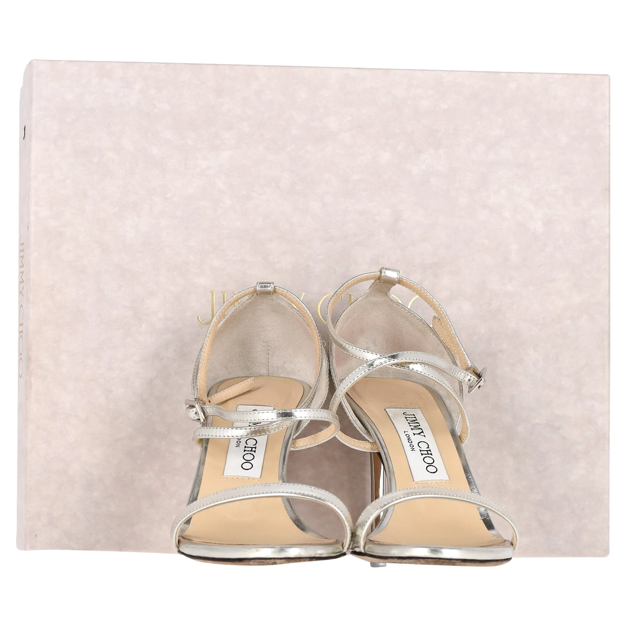 Jimmy Choo Hesper 110 Spiegelsandalen in Silber Leder